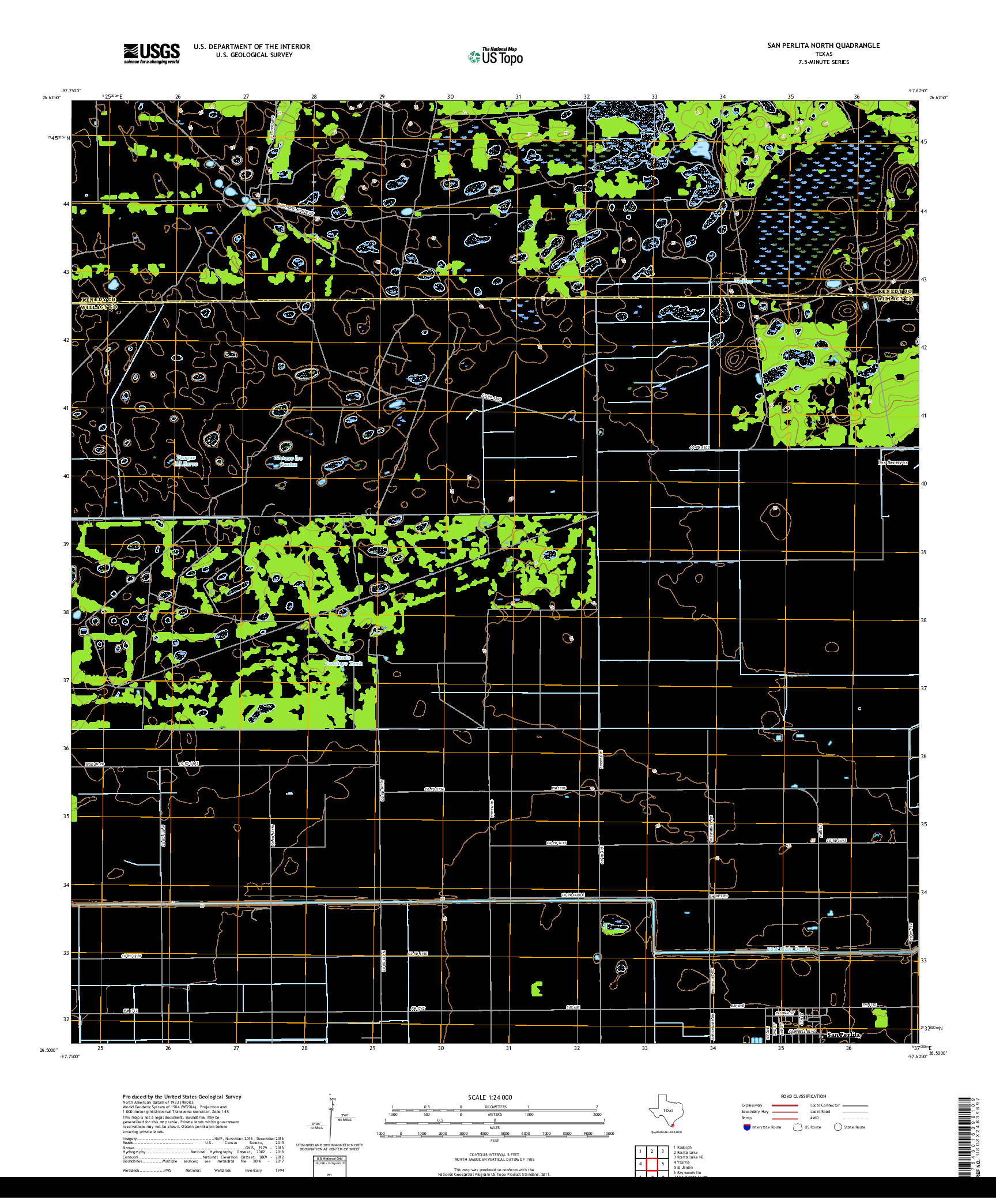 USGS US TOPO 7.5-MINUTE MAP FOR SAN PERLITA NORTH, TX 2019