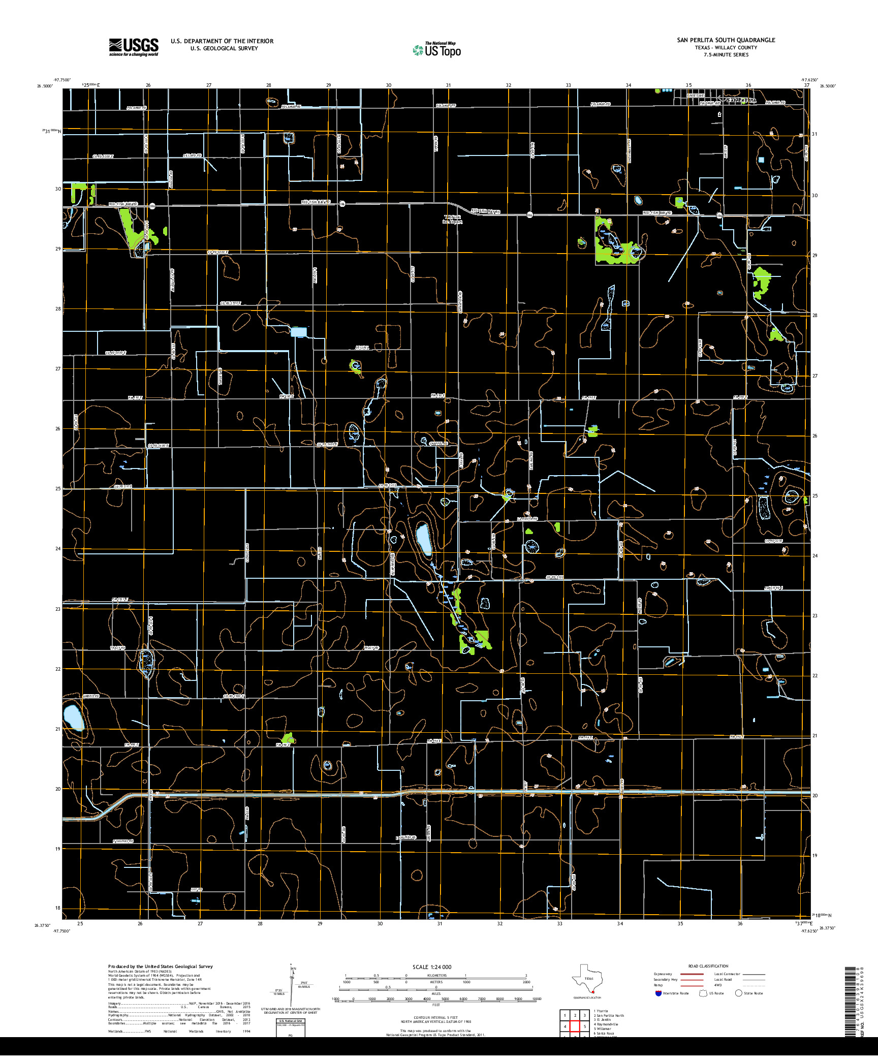 USGS US TOPO 7.5-MINUTE MAP FOR SAN PERLITA SOUTH, TX 2019