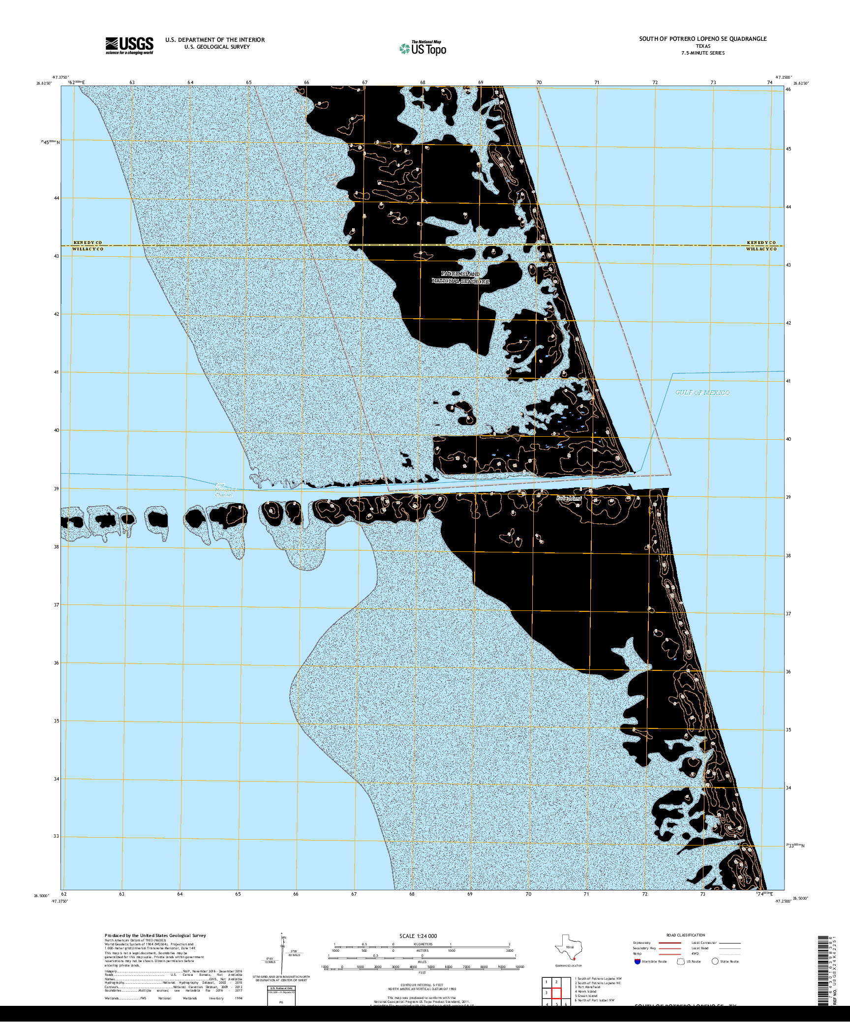 USGS US TOPO 7.5-MINUTE MAP FOR SOUTH OF POTRERO LOPENO SE, TX 2019