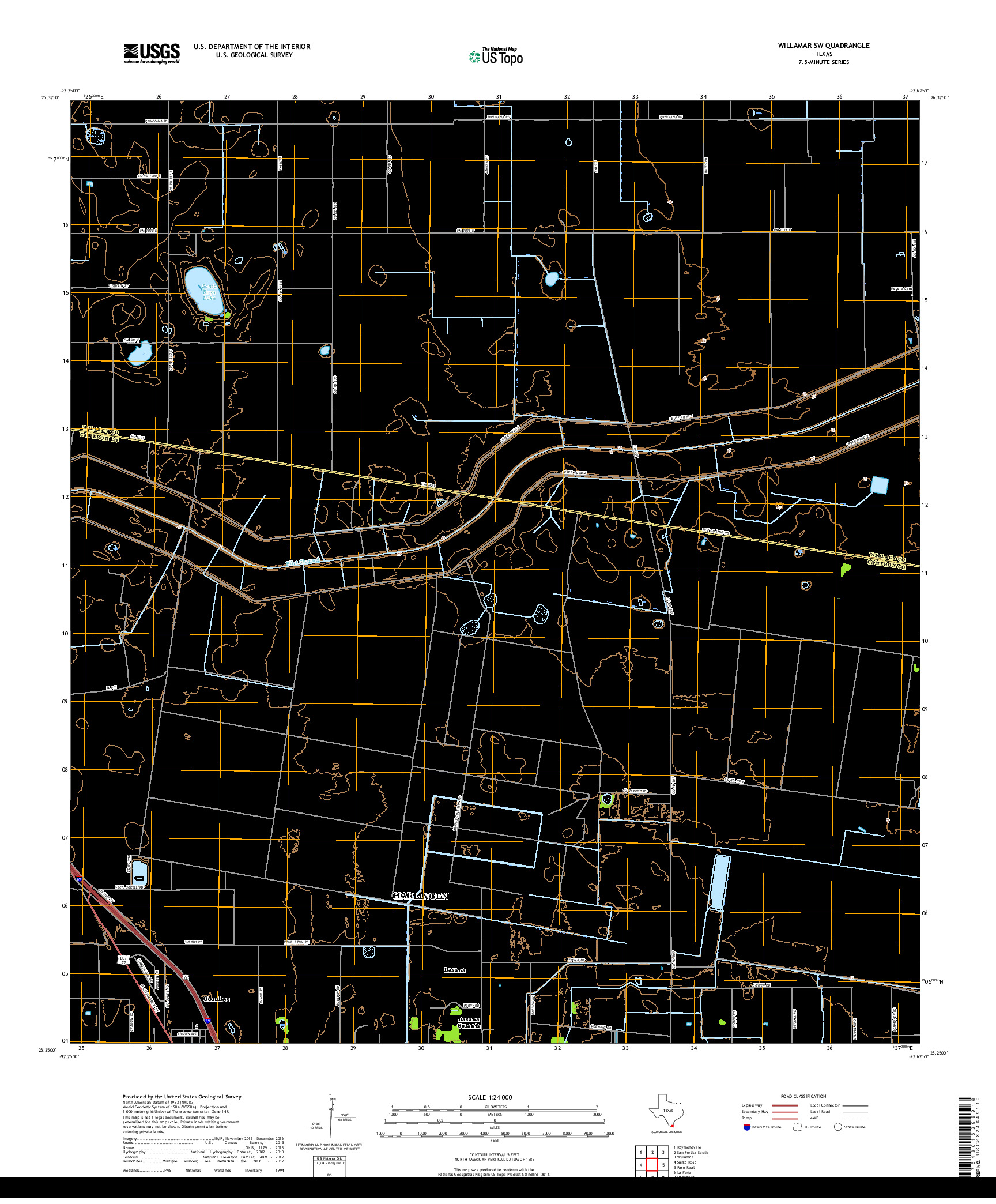 USGS US TOPO 7.5-MINUTE MAP FOR WILLAMAR SW, TX 2019