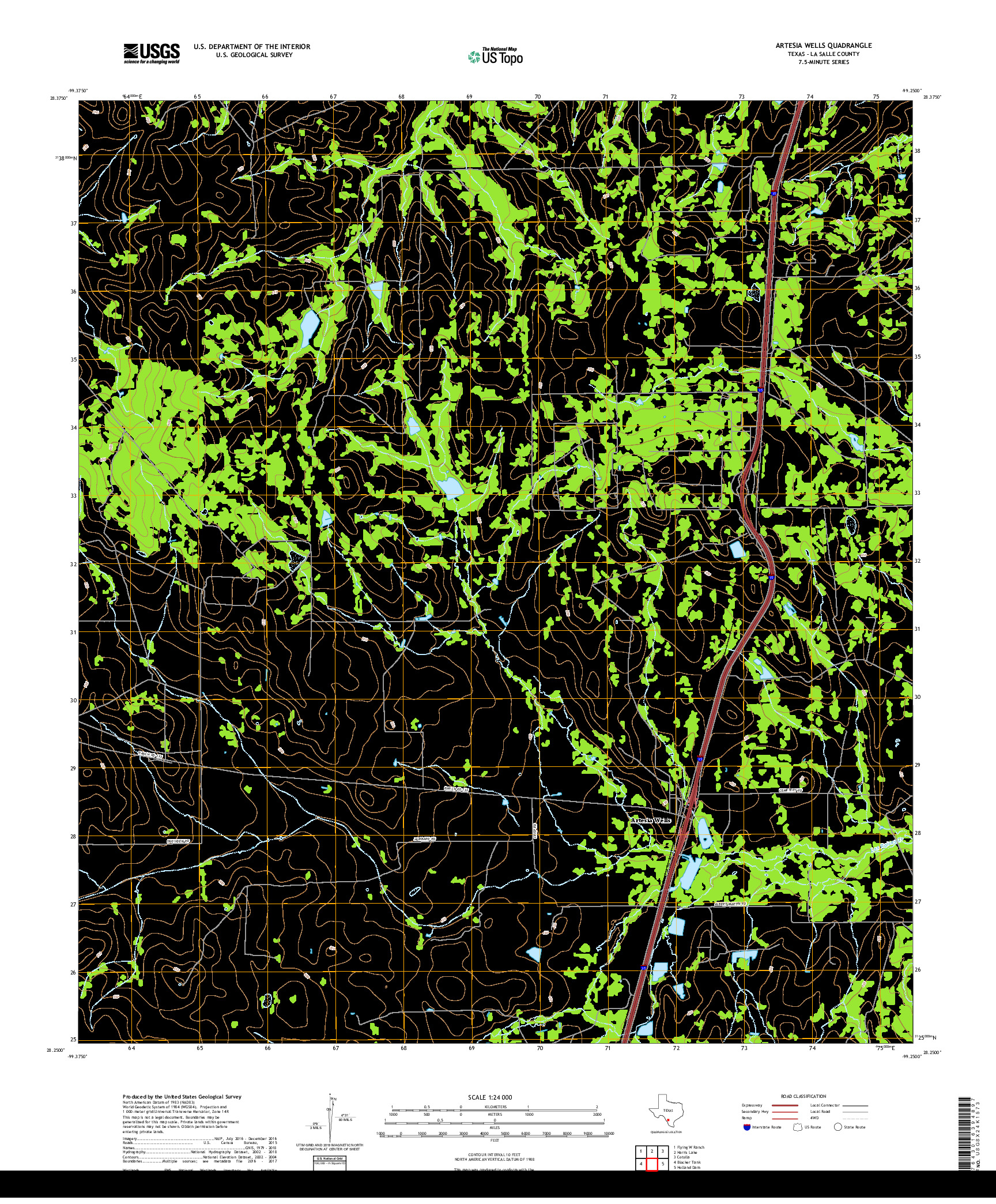 USGS US TOPO 7.5-MINUTE MAP FOR ARTESIA WELLS, TX 2019