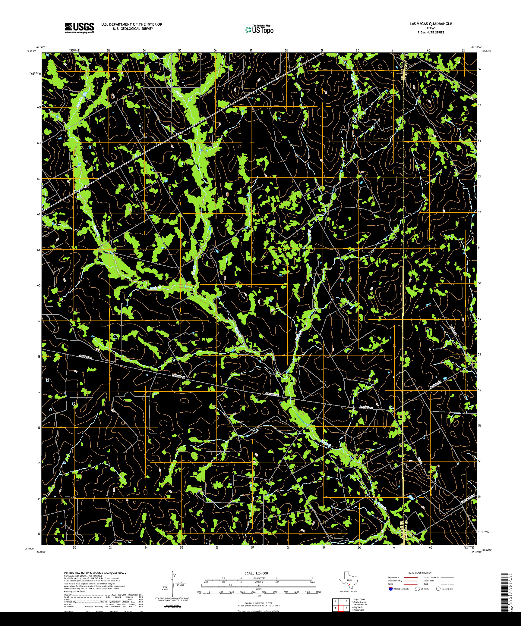 USGS US TOPO 7.5-MINUTE MAP FOR LAS VEGAS, TX 2019