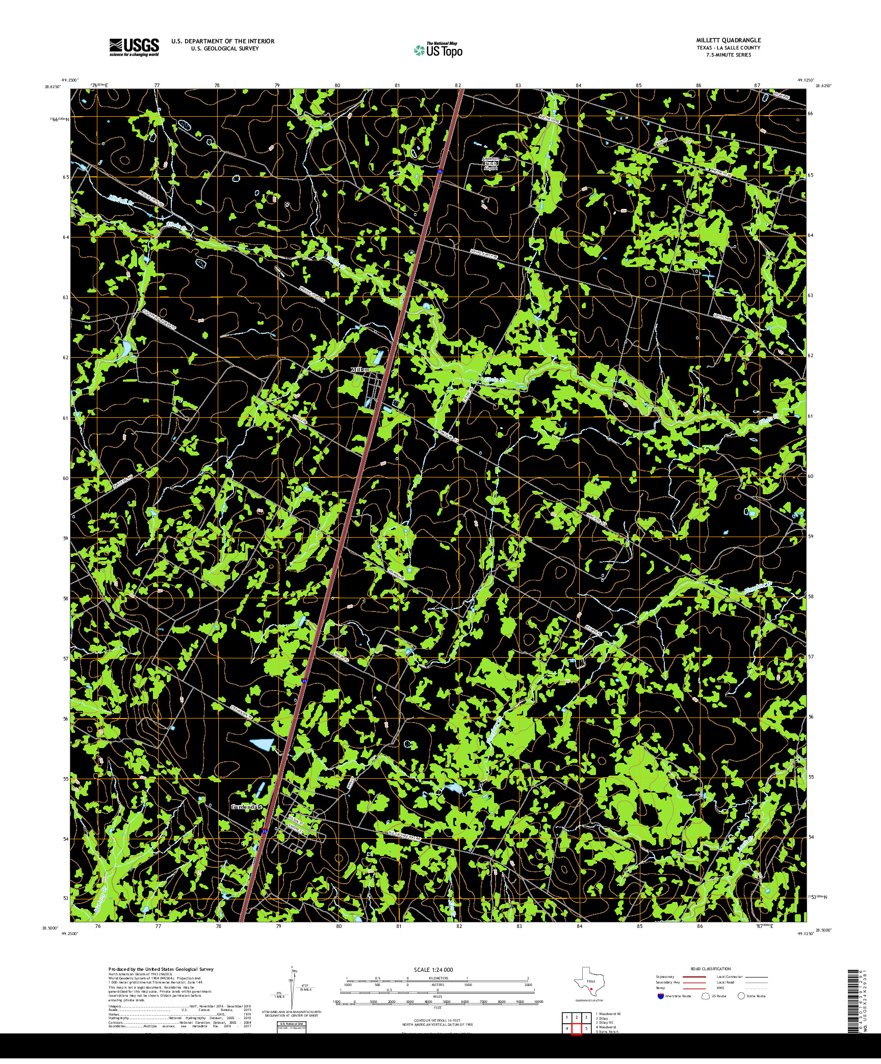 USGS US TOPO 7.5-MINUTE MAP FOR MILLETT, TX 2019