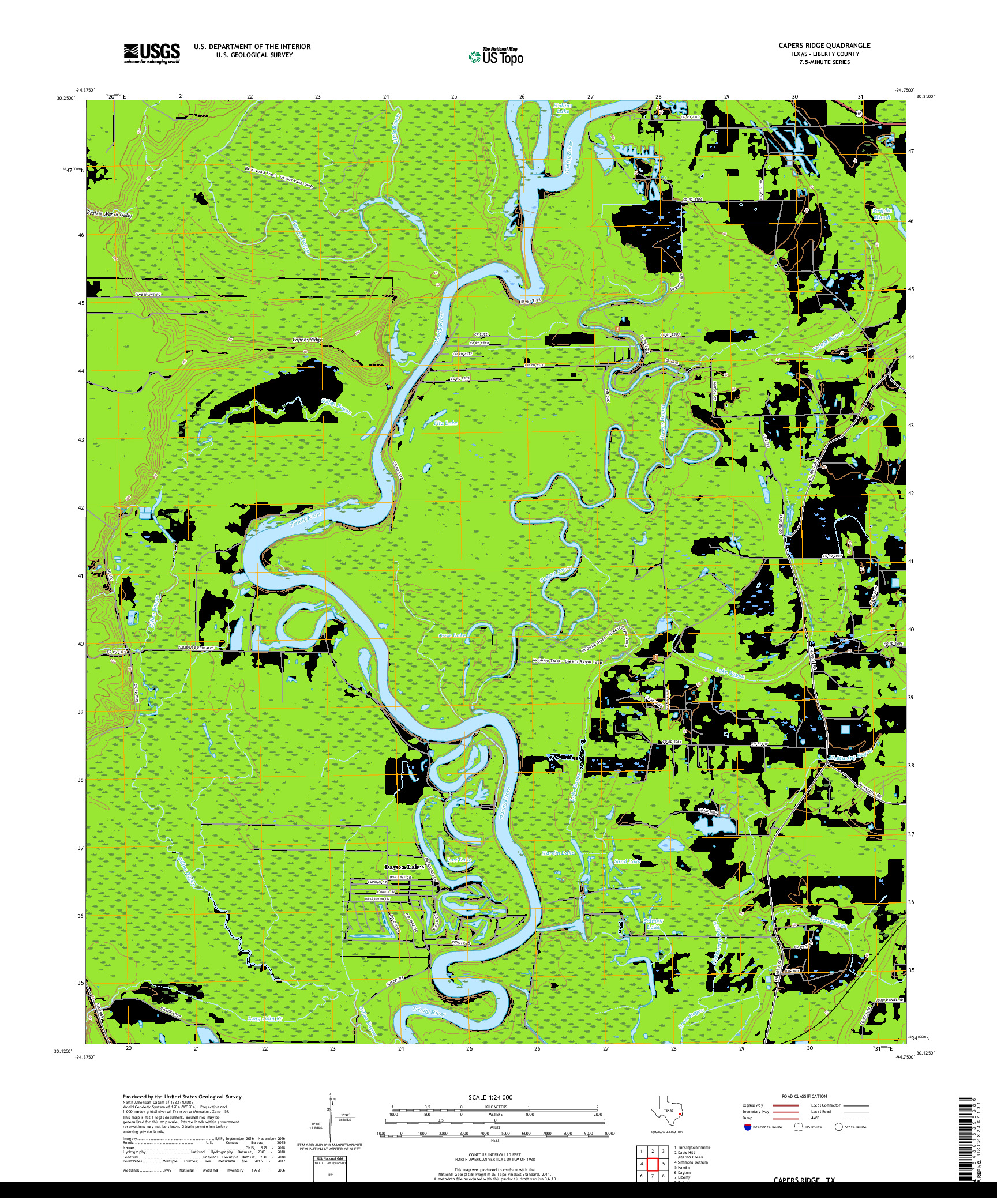 USGS US TOPO 7.5-MINUTE MAP FOR CAPERS RIDGE, TX 2019