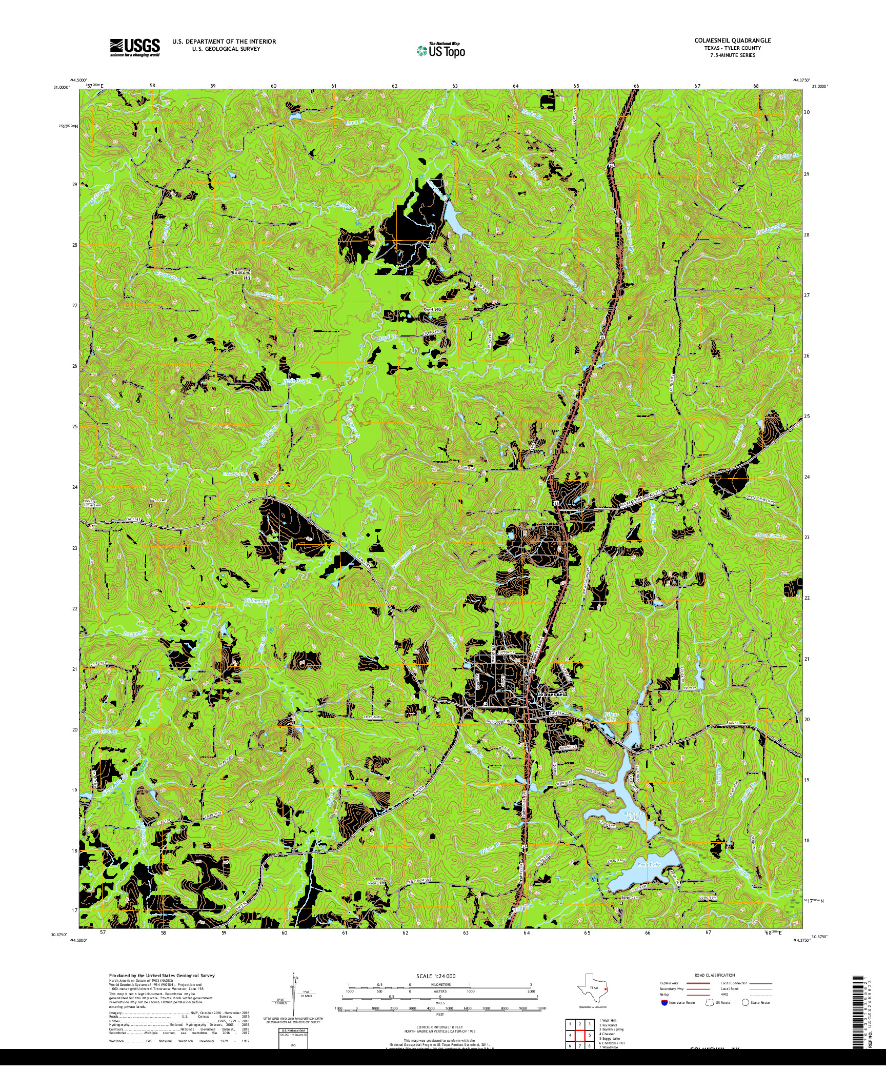 USGS US TOPO 7.5-MINUTE MAP FOR COLMESNEIL, TX 2019