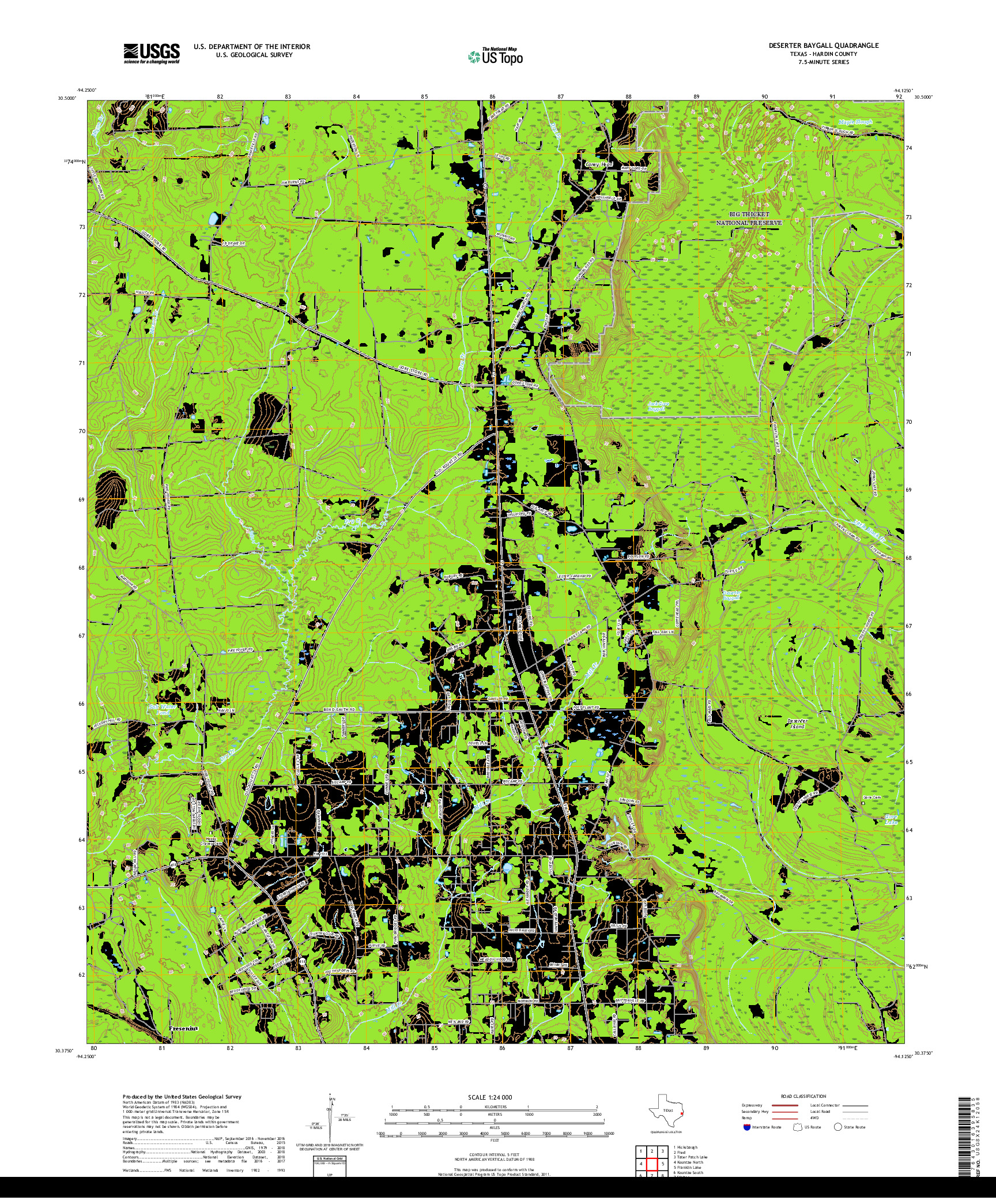 USGS US TOPO 7.5-MINUTE MAP FOR DESERTER BAYGALL, TX 2019