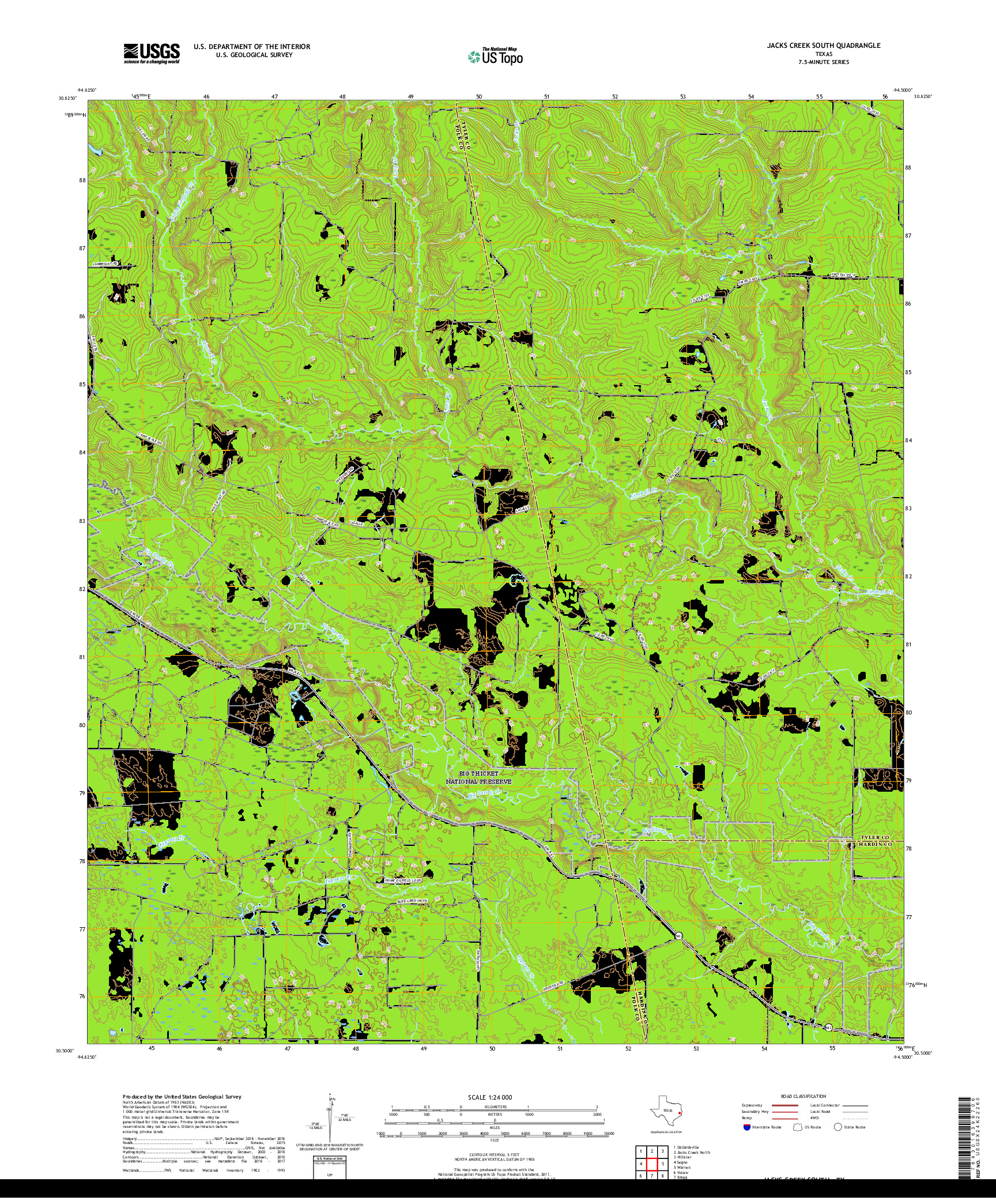 USGS US TOPO 7.5-MINUTE MAP FOR JACKS CREEK SOUTH, TX 2019