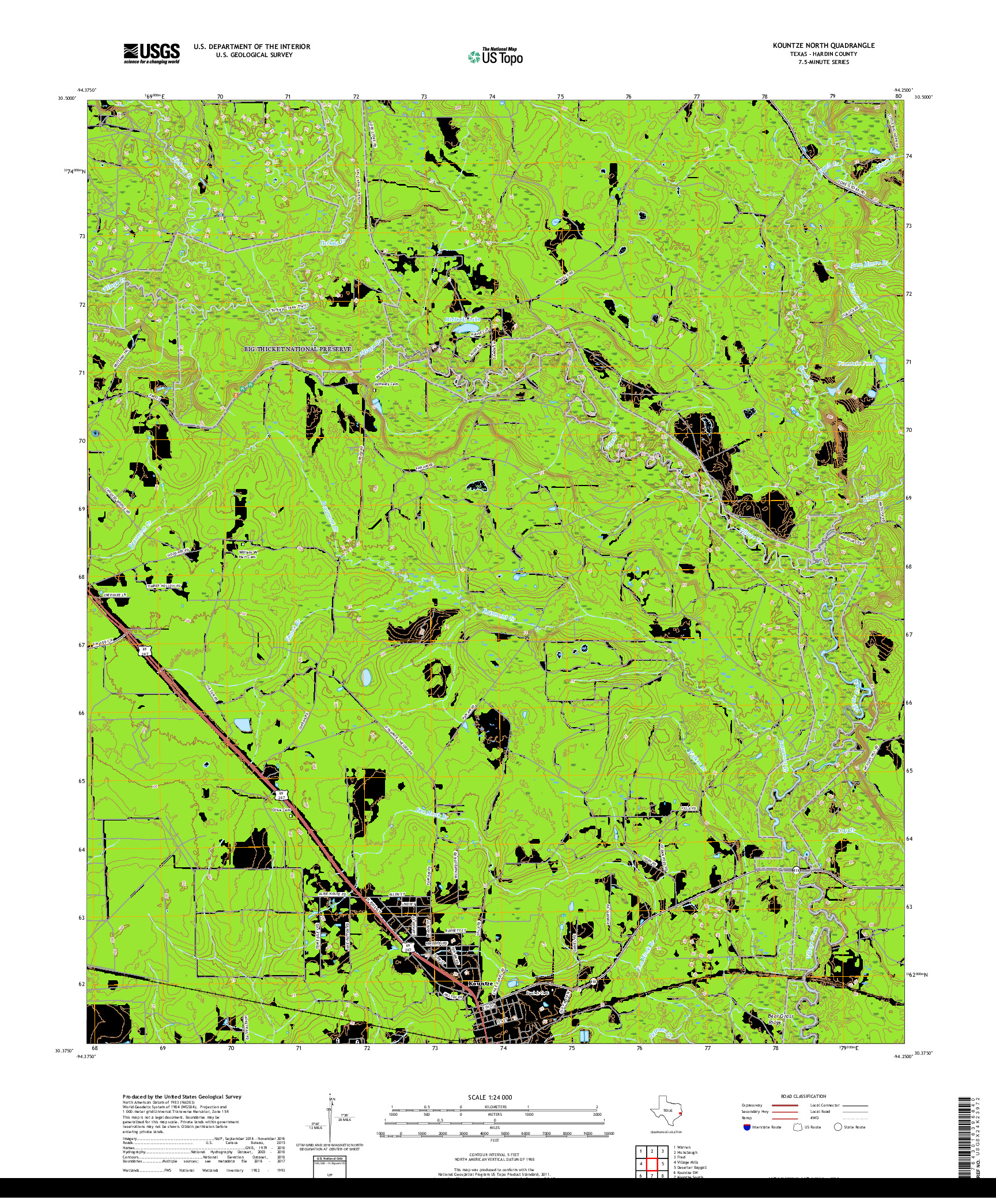 USGS US TOPO 7.5-MINUTE MAP FOR KOUNTZE NORTH, TX 2019