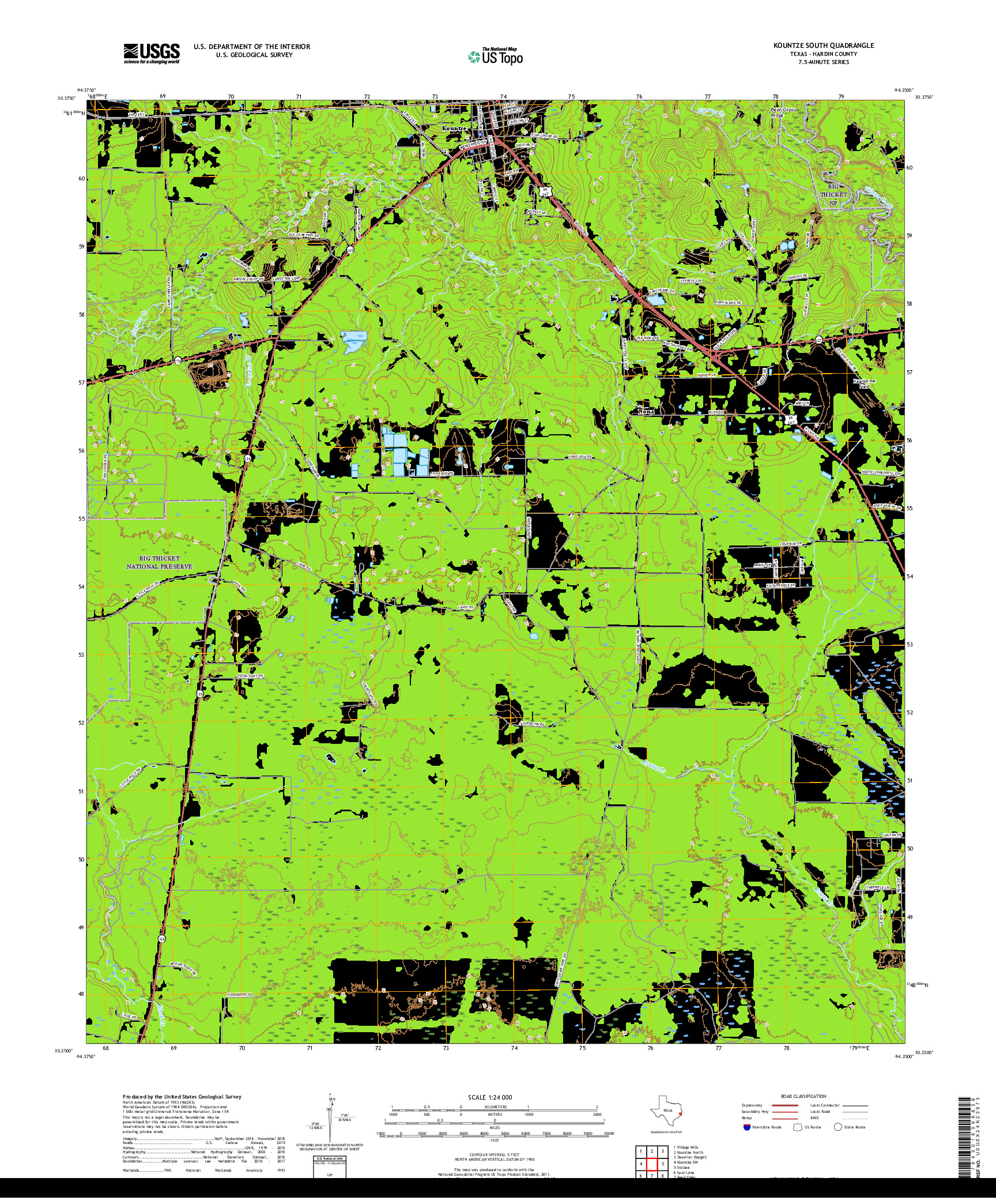 USGS US TOPO 7.5-MINUTE MAP FOR KOUNTZE SOUTH, TX 2019