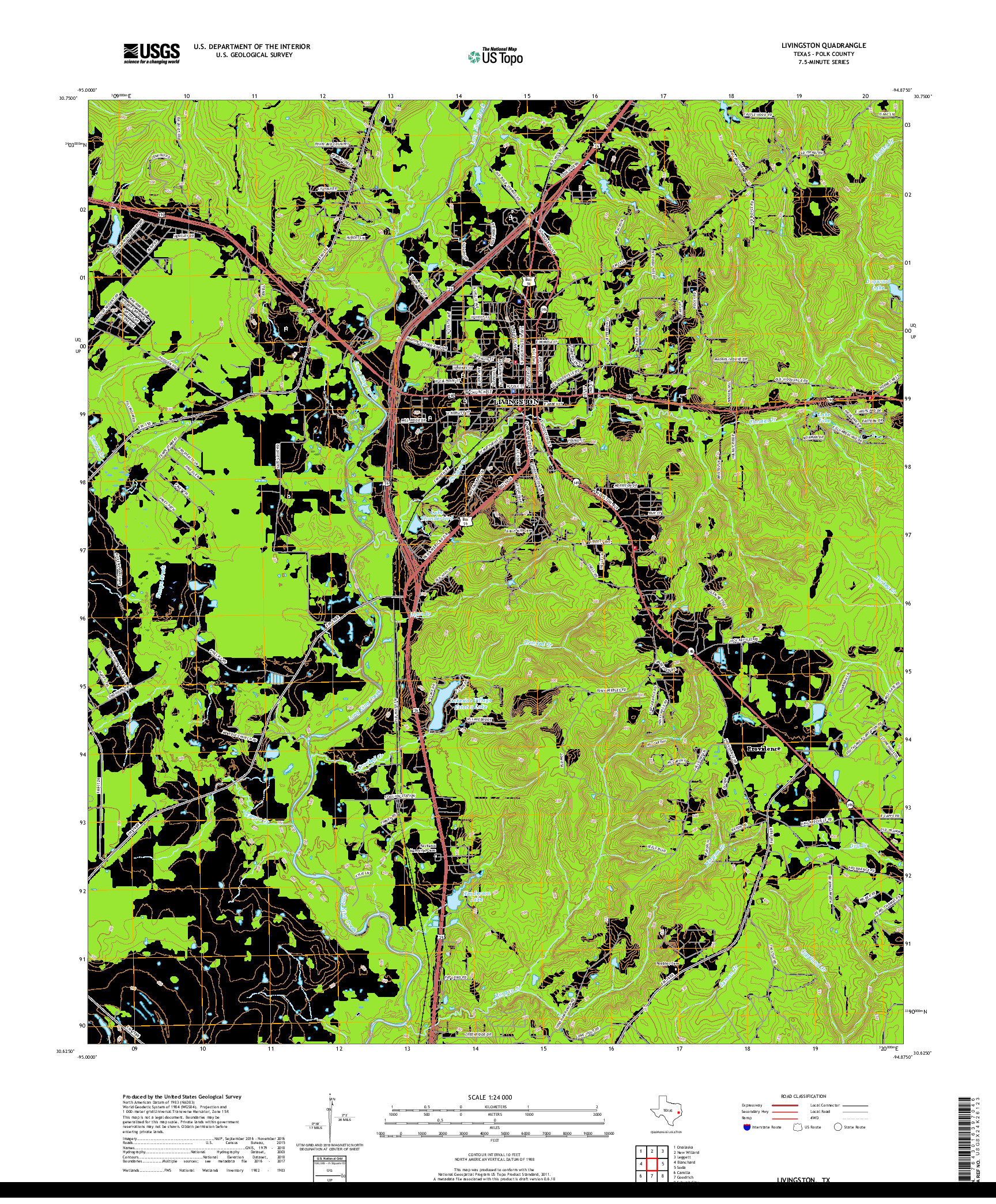 USGS US TOPO 7.5-MINUTE MAP FOR LIVINGSTON, TX 2019
