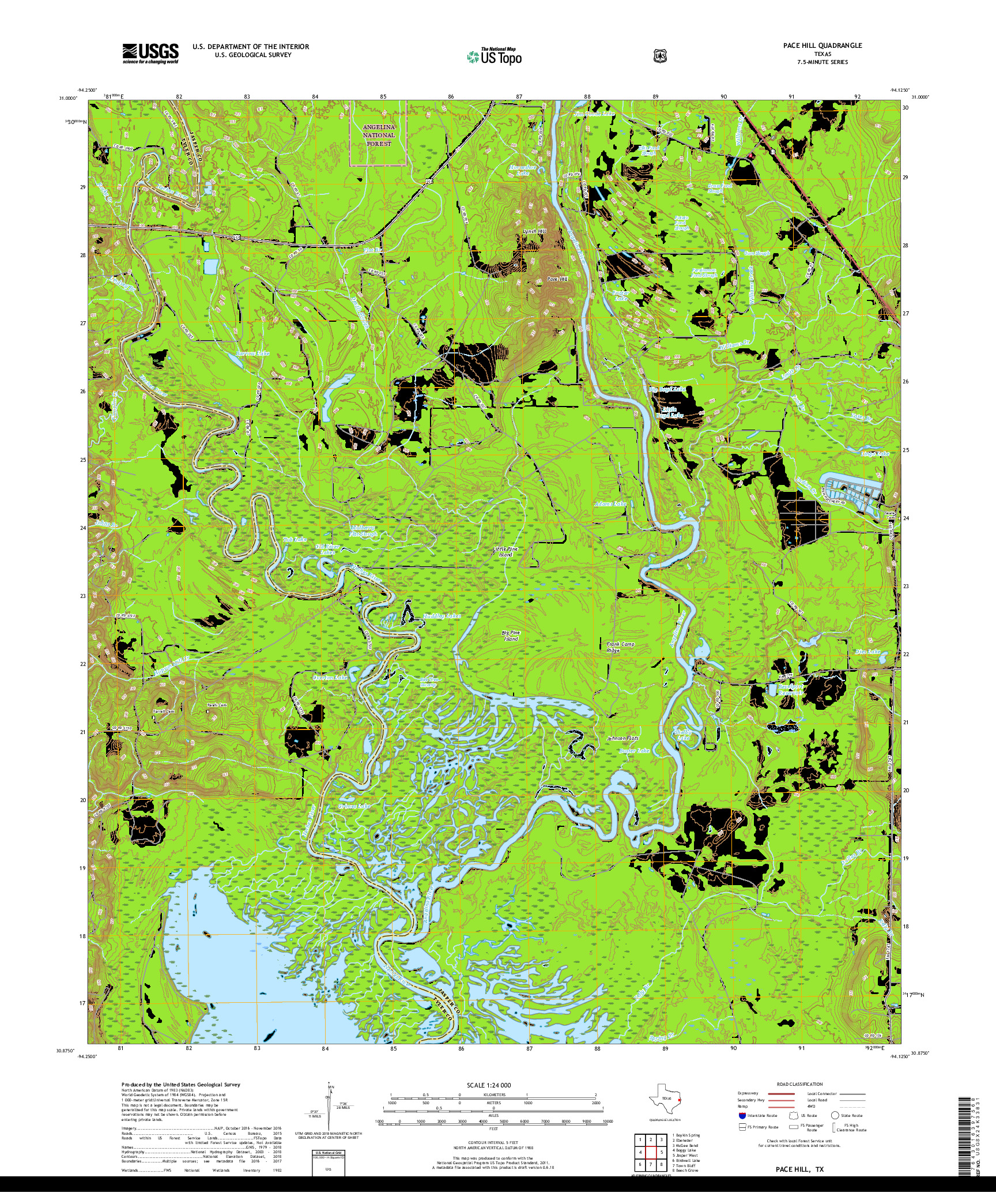 USGS US TOPO 7.5-MINUTE MAP FOR PACE HILL, TX 2019