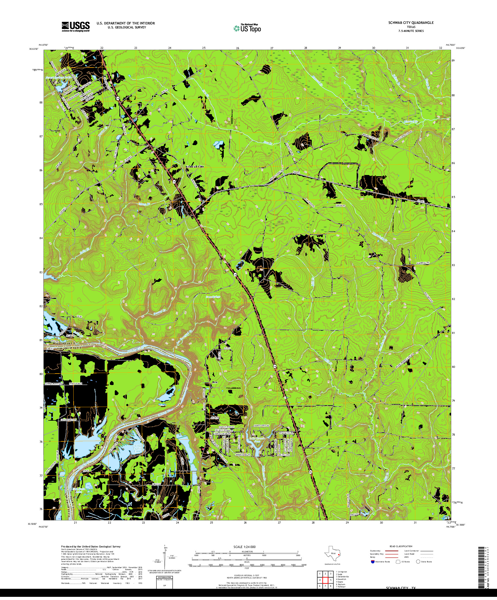 USGS US TOPO 7.5-MINUTE MAP FOR SCHWAB CITY, TX 2019