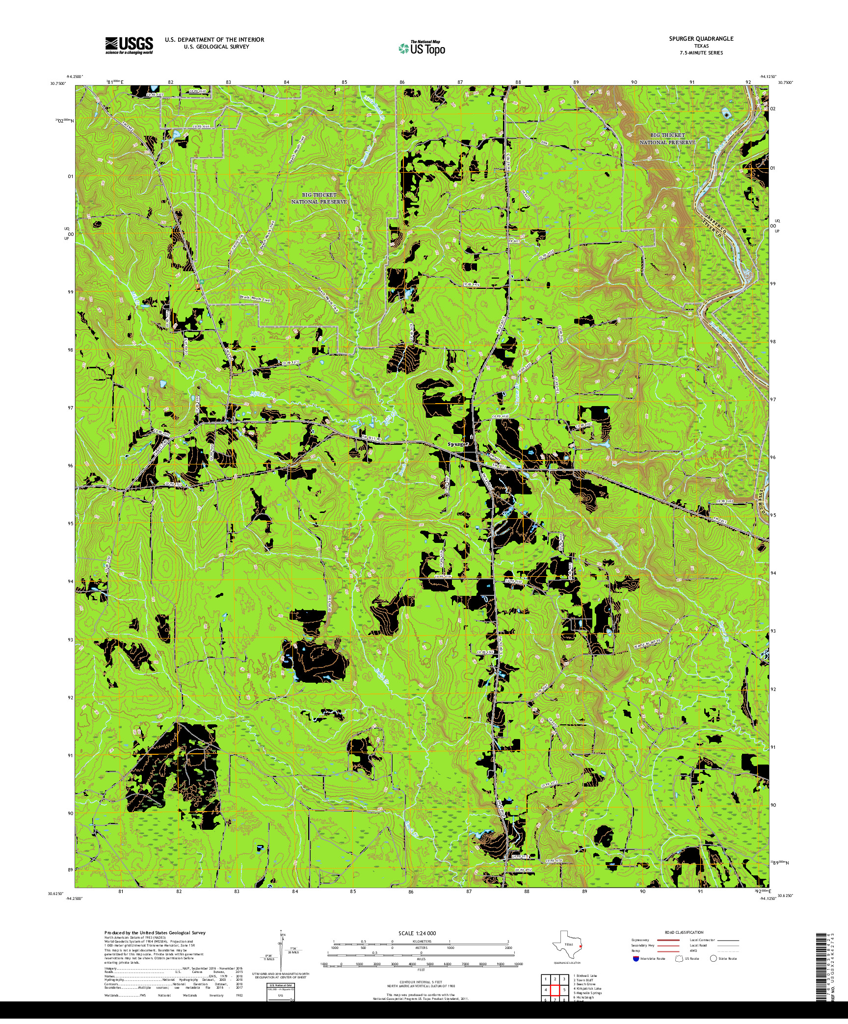 USGS US TOPO 7.5-MINUTE MAP FOR SPURGER, TX 2019