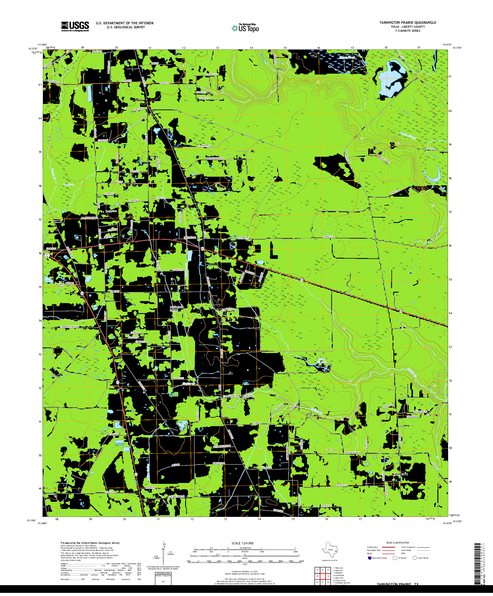 USGS US TOPO 7.5-MINUTE MAP FOR TARKINGTON PRAIRIE, TX 2019