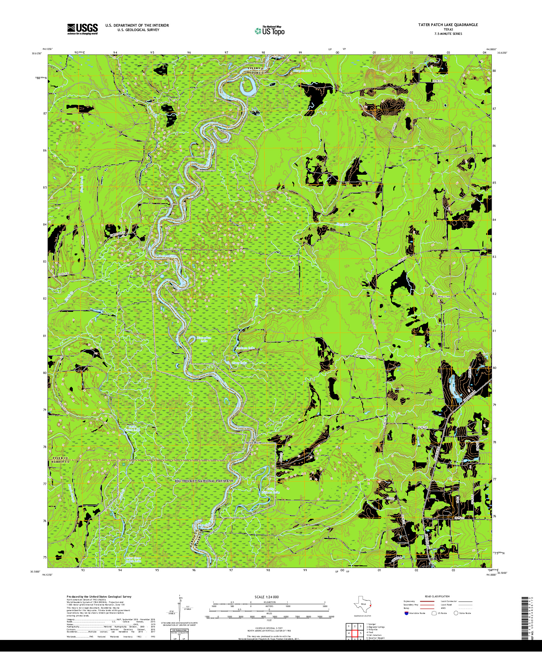 USGS US TOPO 7.5-MINUTE MAP FOR TATER PATCH LAKE, TX 2019