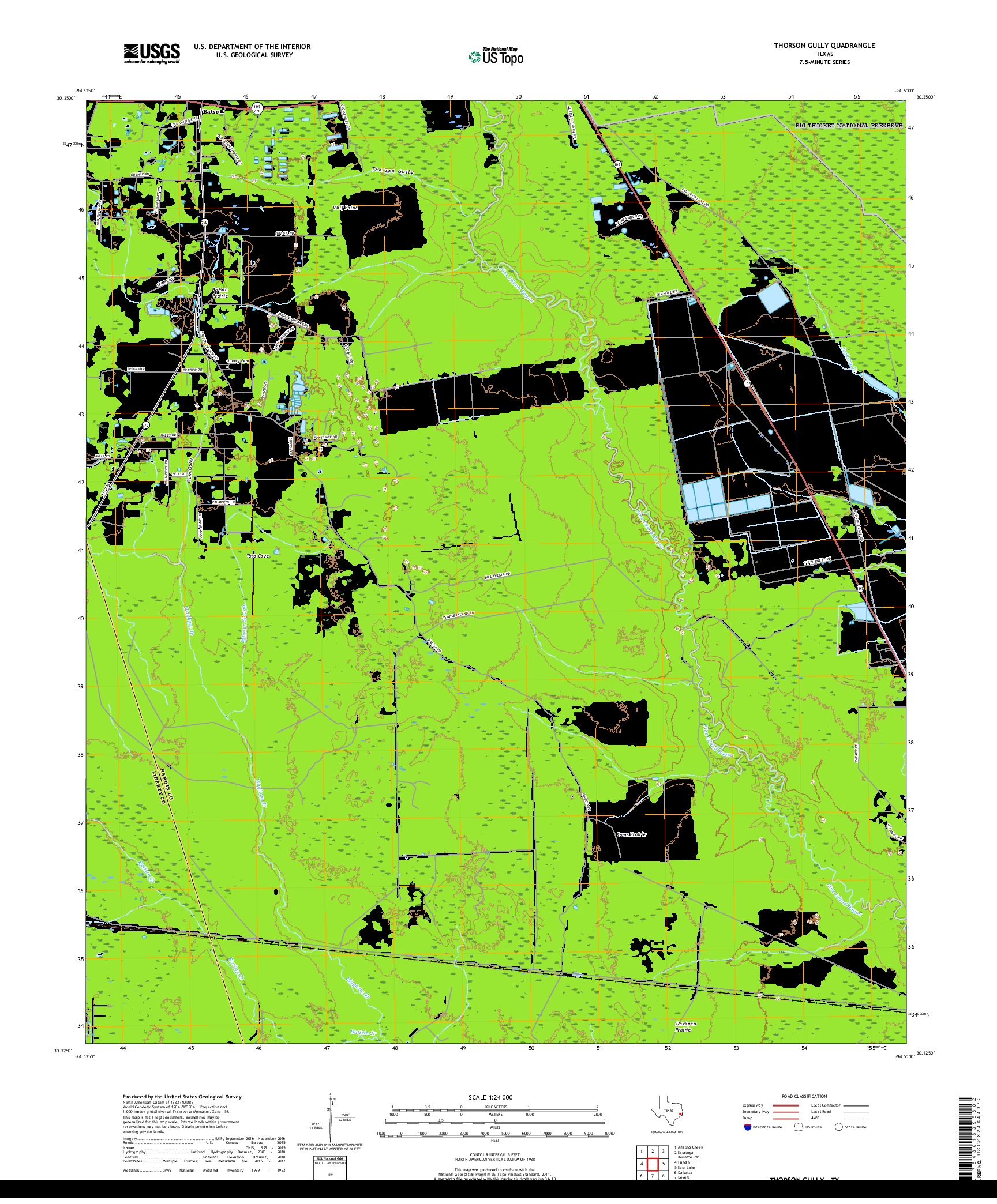 USGS US TOPO 7.5-MINUTE MAP FOR THORSON GULLY, TX 2019