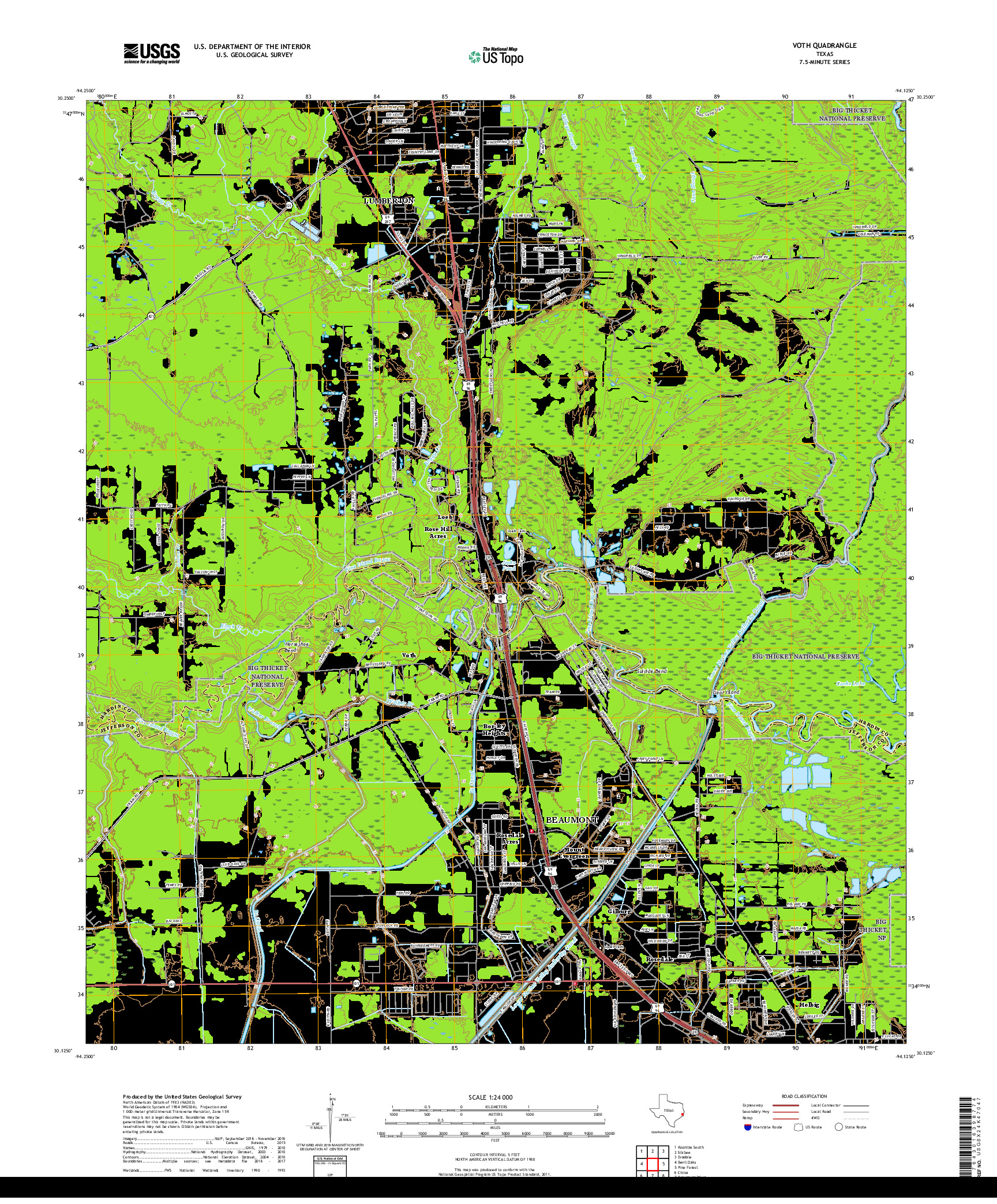 USGS US TOPO 7.5-MINUTE MAP FOR VOTH, TX 2019