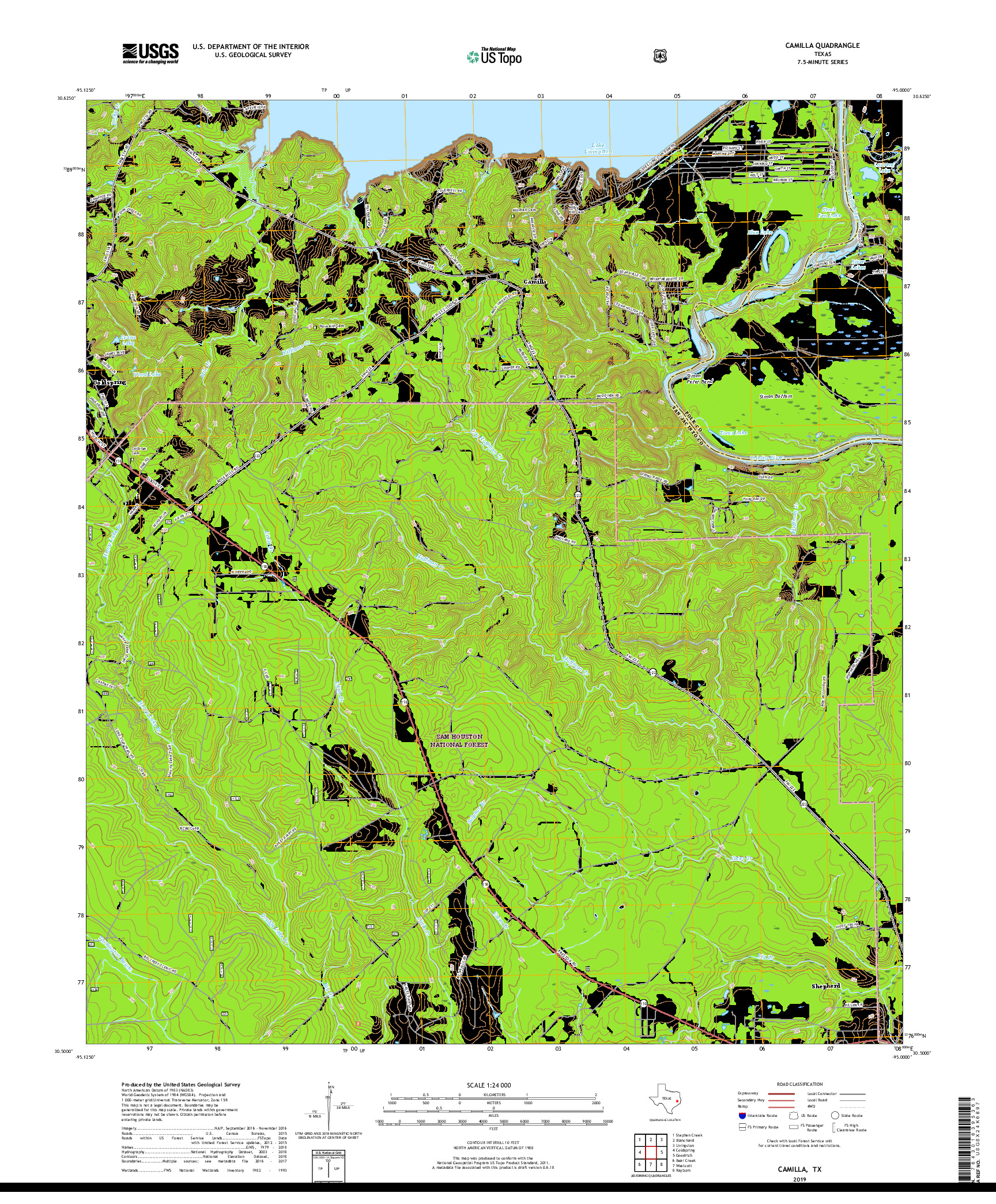 USGS US TOPO 7.5-MINUTE MAP FOR CAMILLA, TX 2019