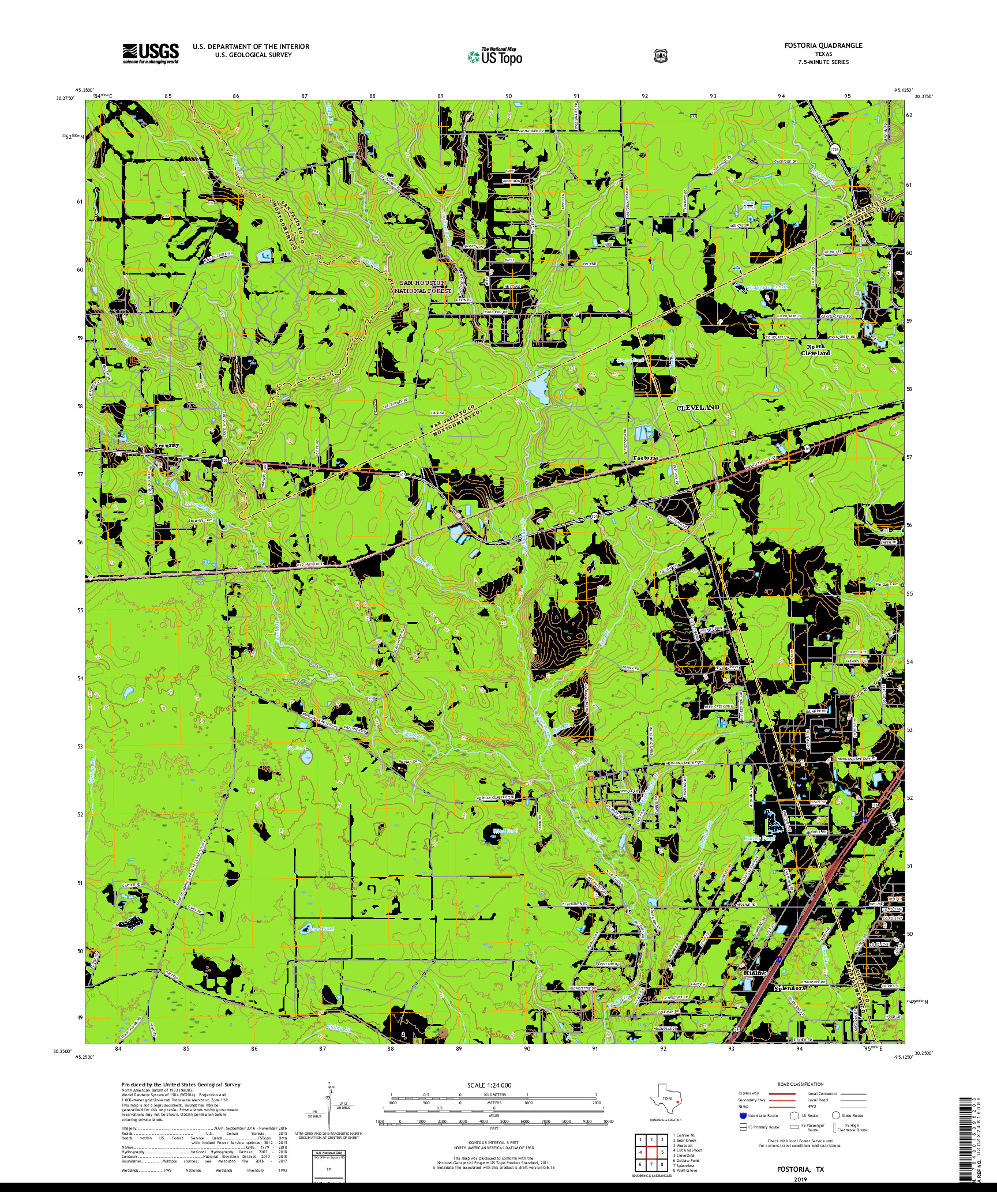 USGS US TOPO 7.5-MINUTE MAP FOR FOSTORIA, TX 2019