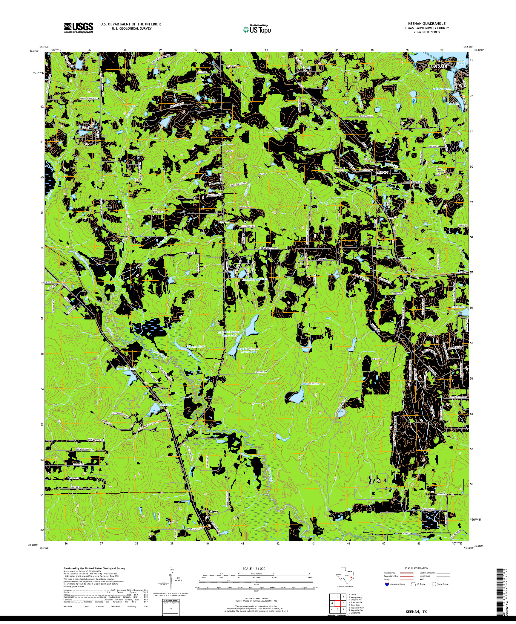 USGS US TOPO 7.5-MINUTE MAP FOR KEENAN, TX 2019