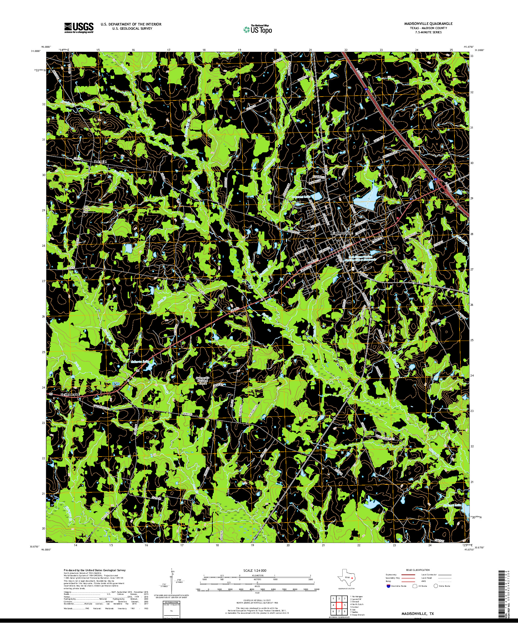 USGS US TOPO 7.5-MINUTE MAP FOR MADISONVILLE, TX 2019