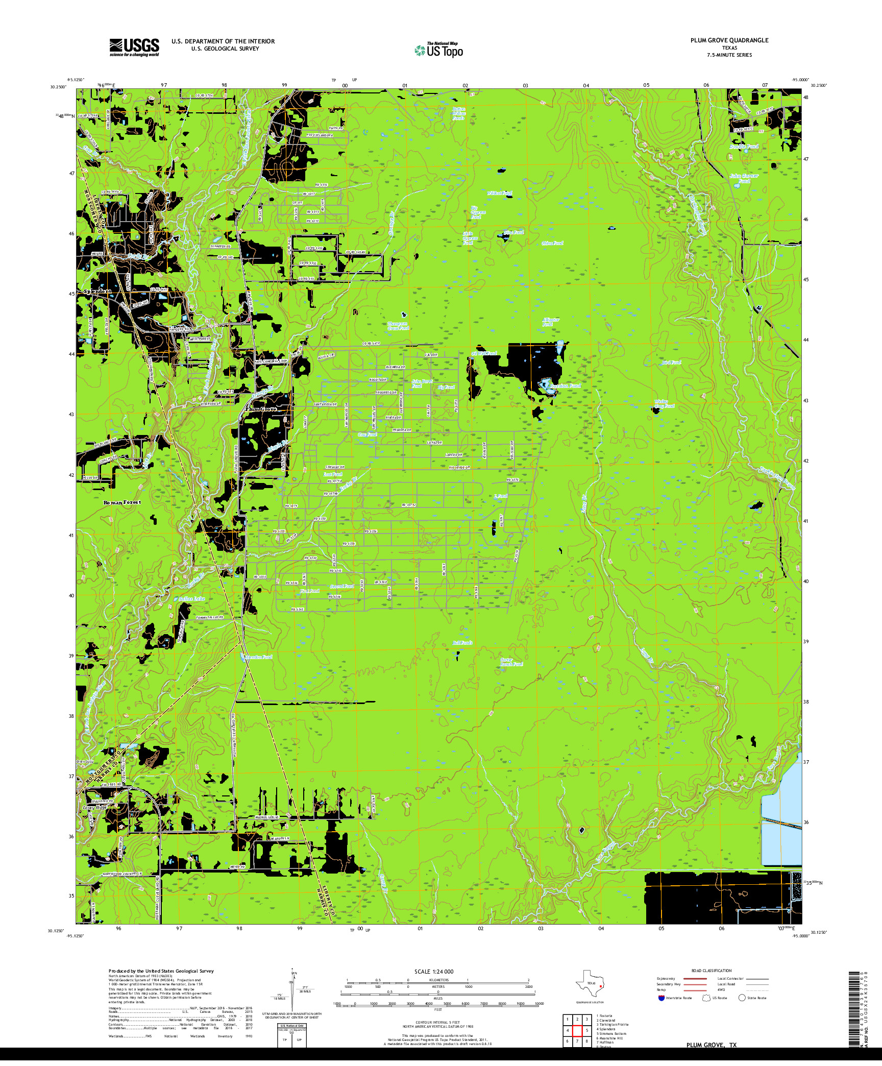 USGS US TOPO 7.5-MINUTE MAP FOR PLUM GROVE, TX 2019