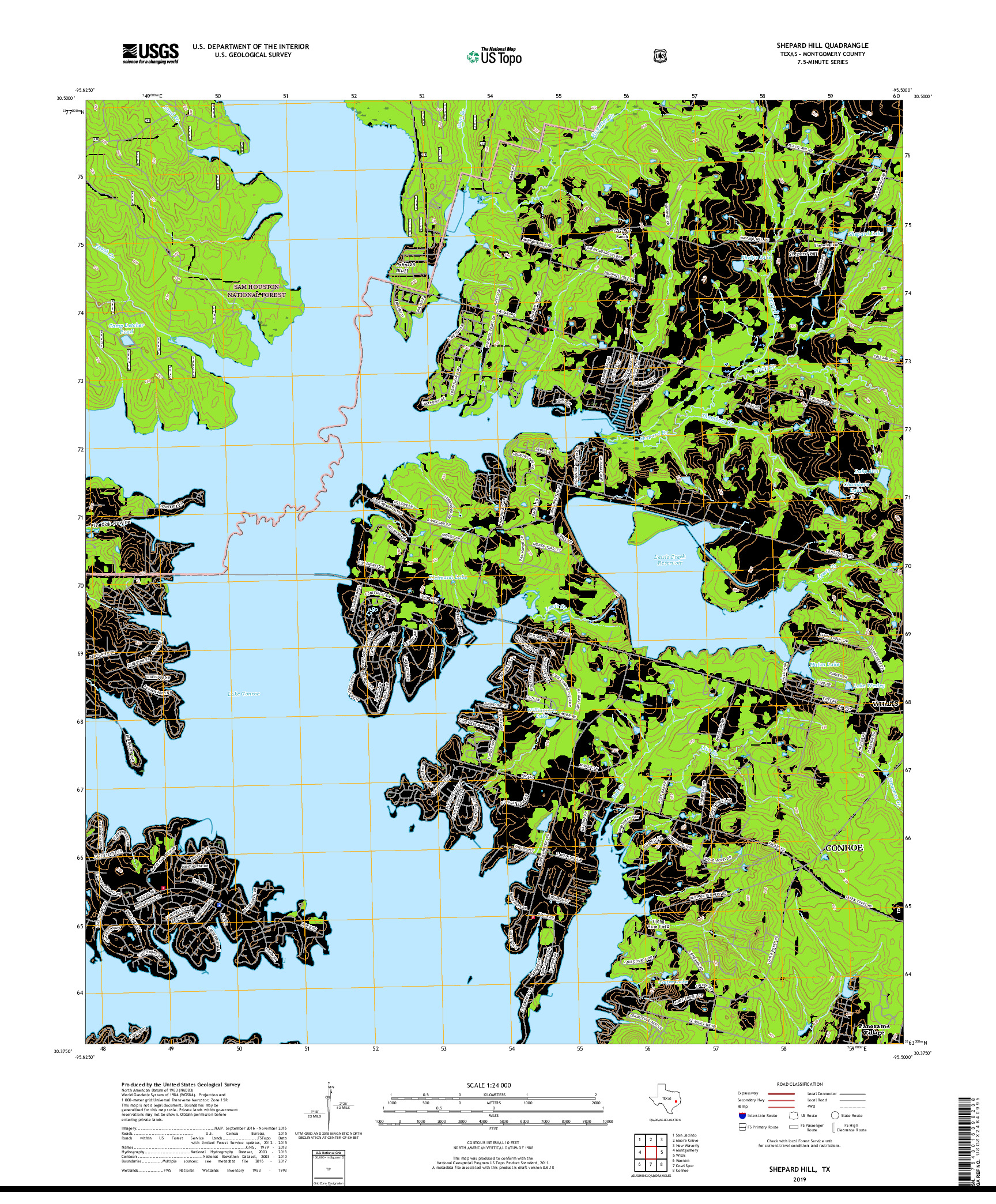 USGS US TOPO 7.5-MINUTE MAP FOR SHEPARD HILL, TX 2019