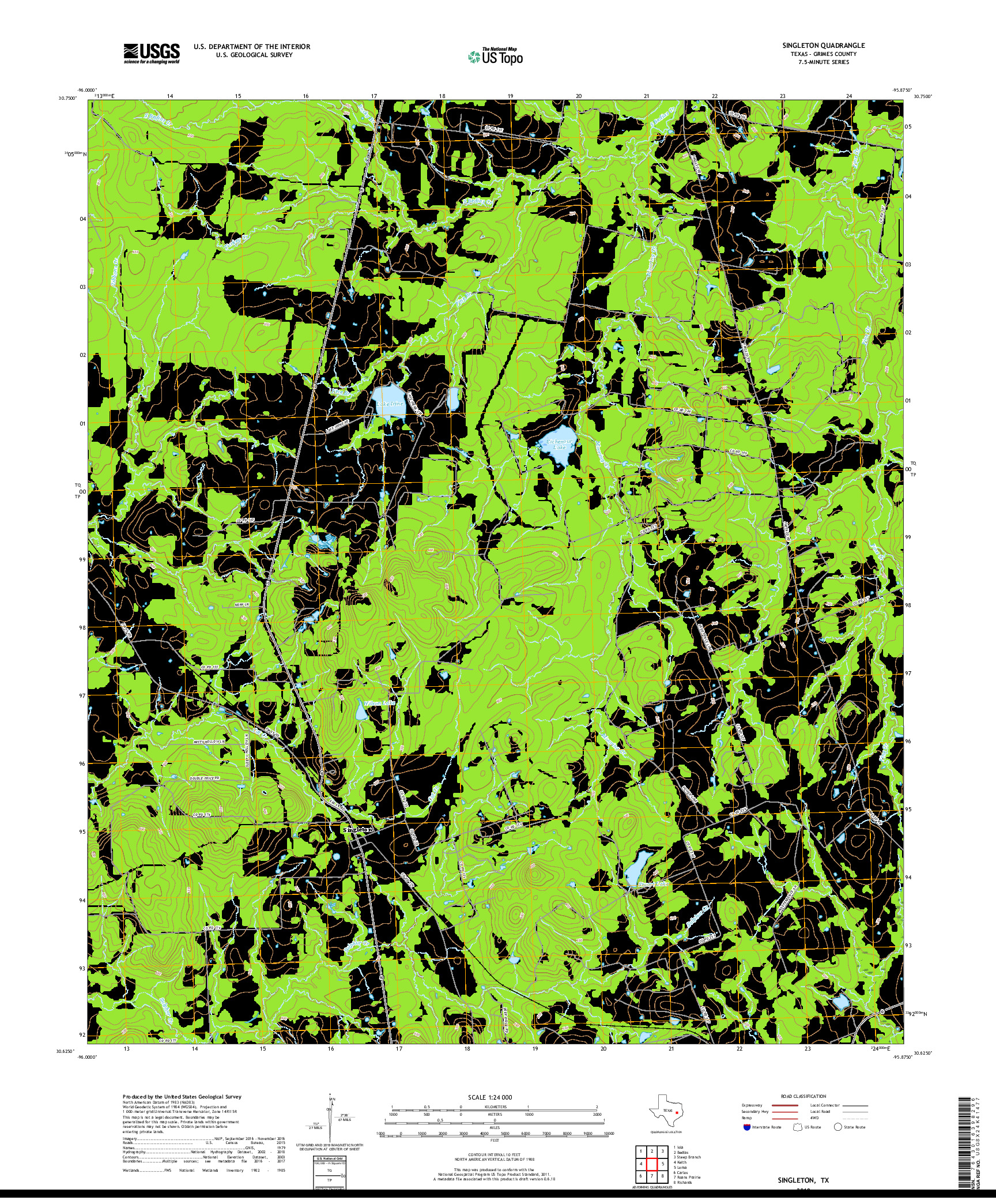 USGS US TOPO 7.5-MINUTE MAP FOR SINGLETON, TX 2019