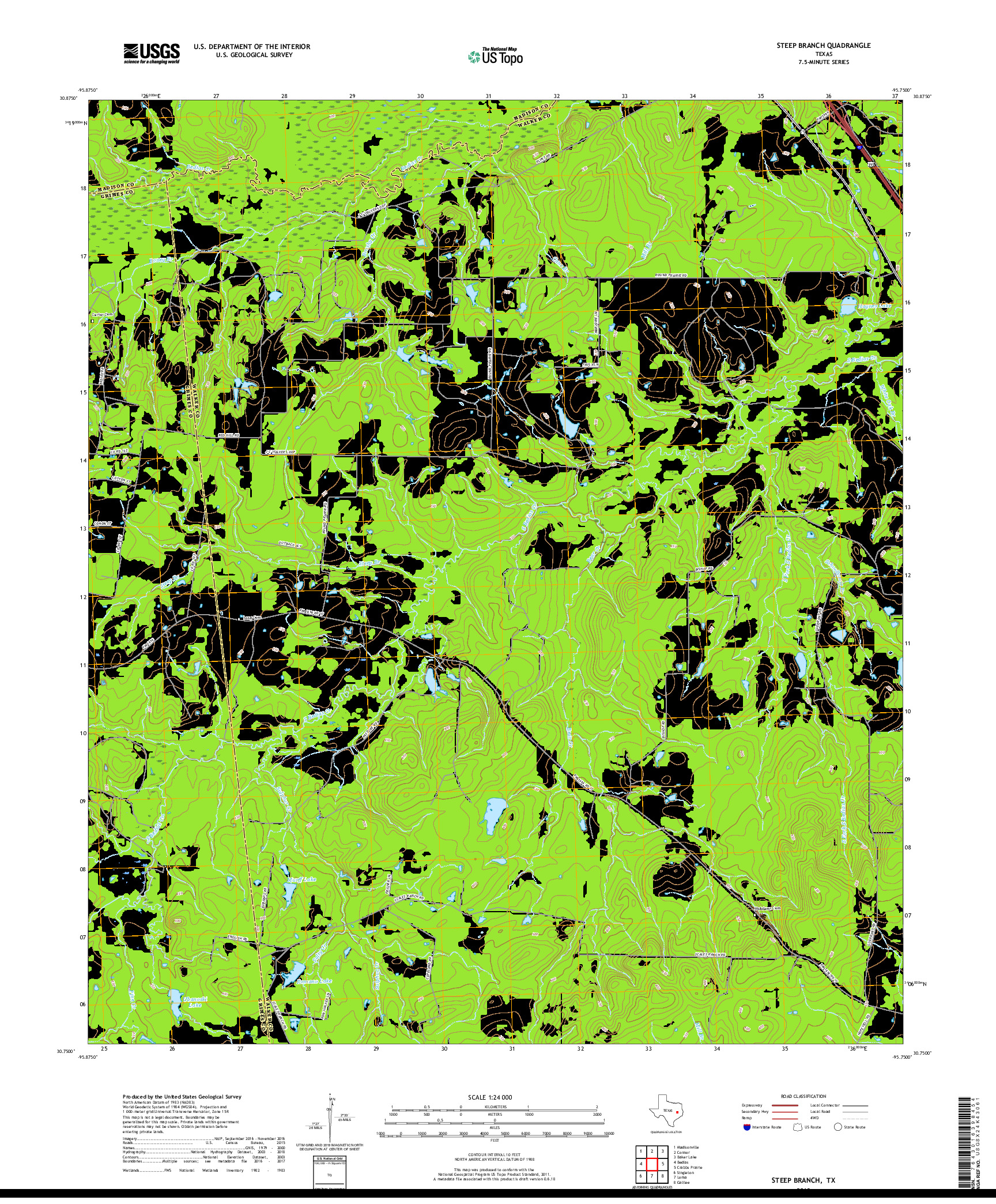 USGS US TOPO 7.5-MINUTE MAP FOR STEEP BRANCH, TX 2019