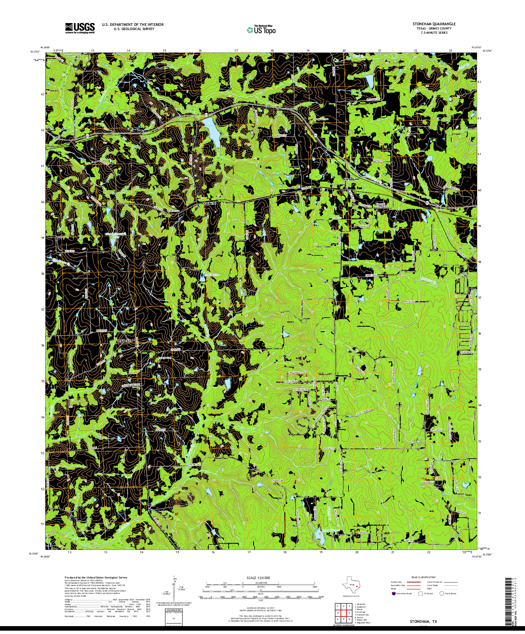 USGS US TOPO 7.5-MINUTE MAP FOR STONEHAM, TX 2019