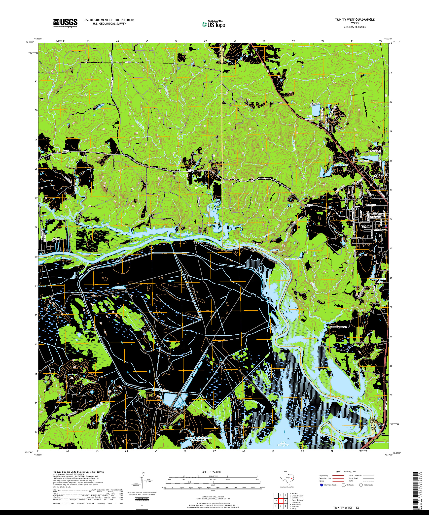 USGS US TOPO 7.5-MINUTE MAP FOR TRINITY WEST, TX 2019