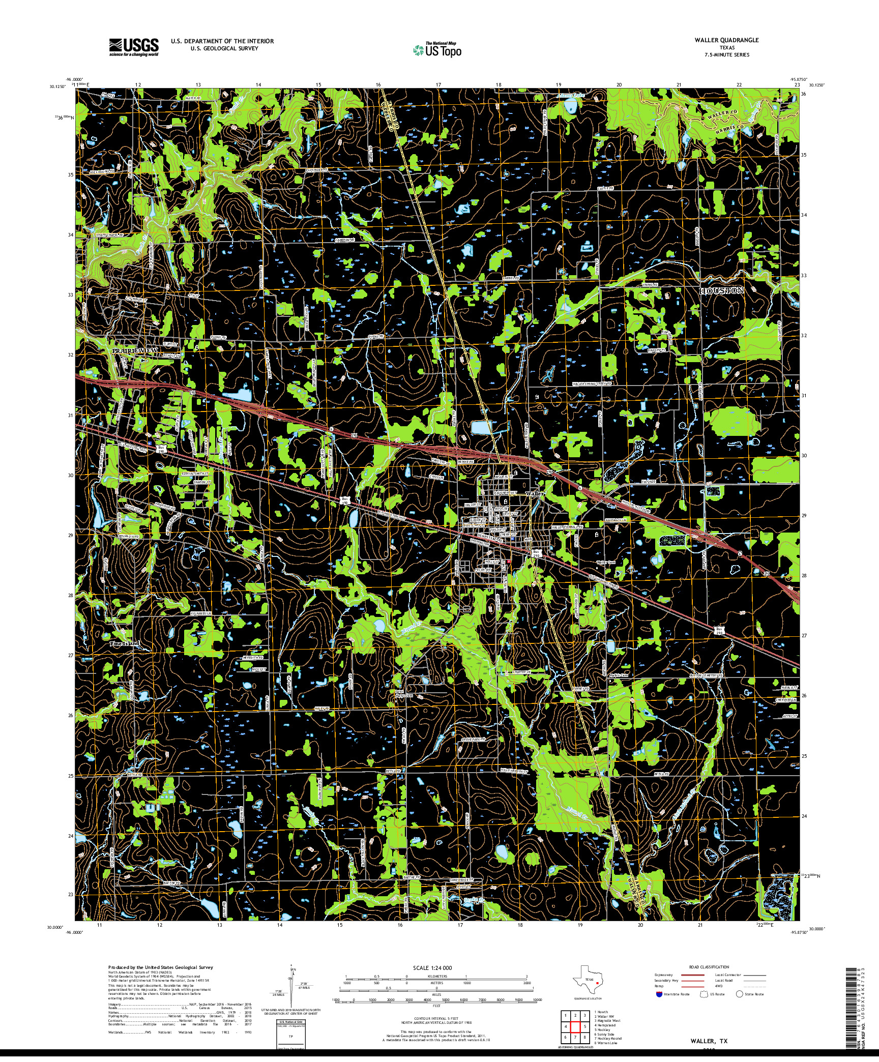 USGS US TOPO 7.5-MINUTE MAP FOR WALLER, TX 2019