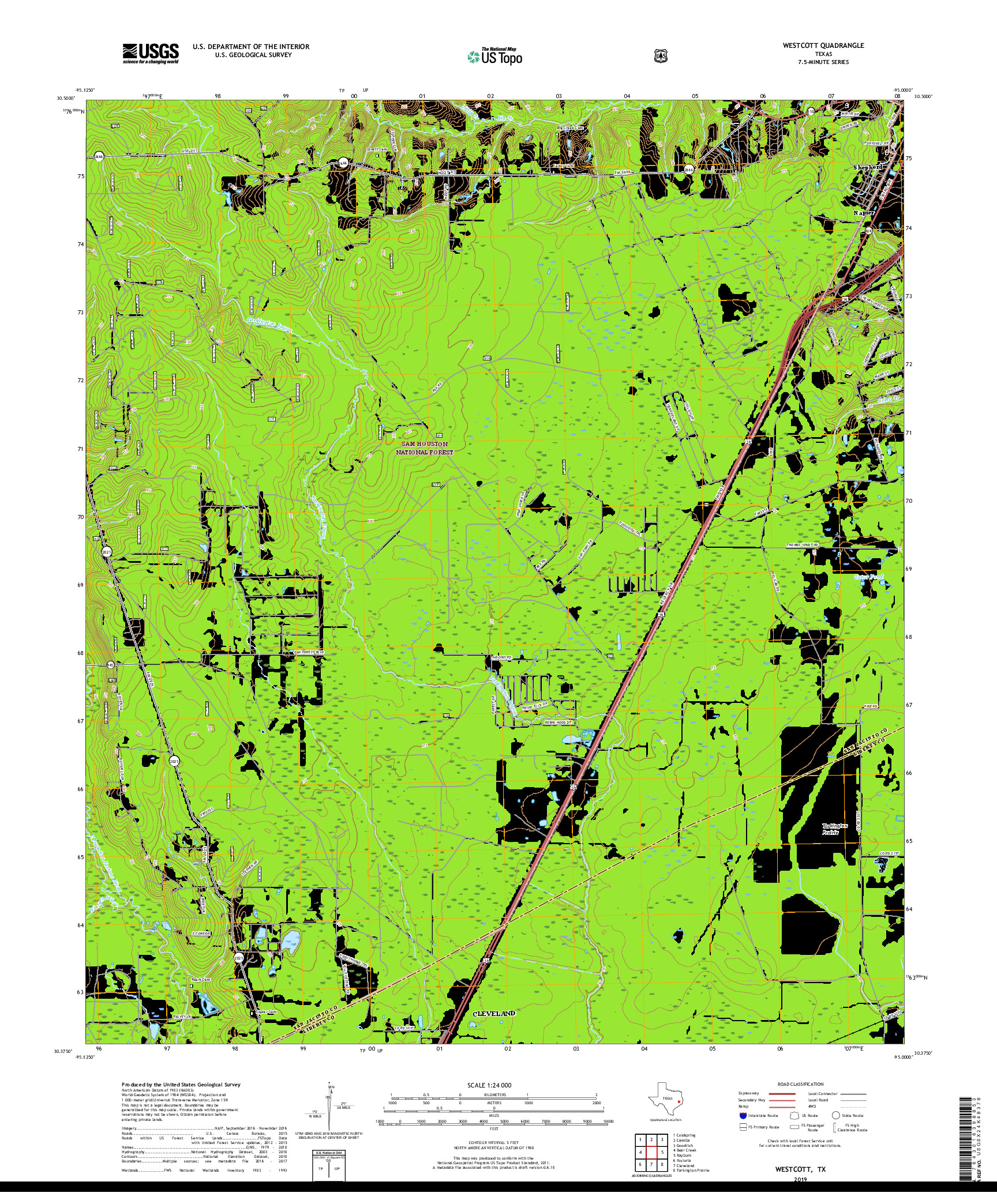 USGS US TOPO 7.5-MINUTE MAP FOR WESTCOTT, TX 2019