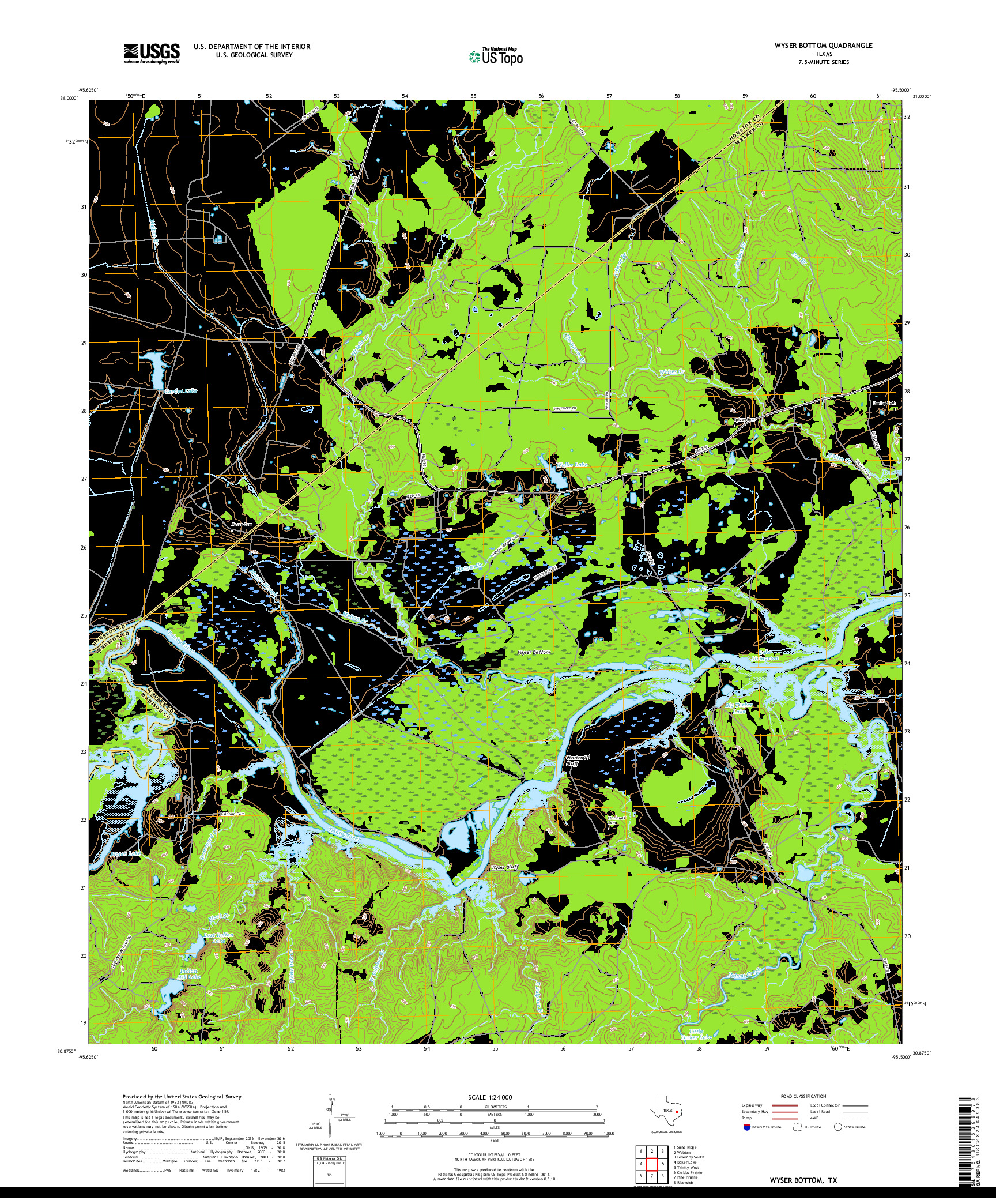 USGS US TOPO 7.5-MINUTE MAP FOR WYSER BOTTOM, TX 2019