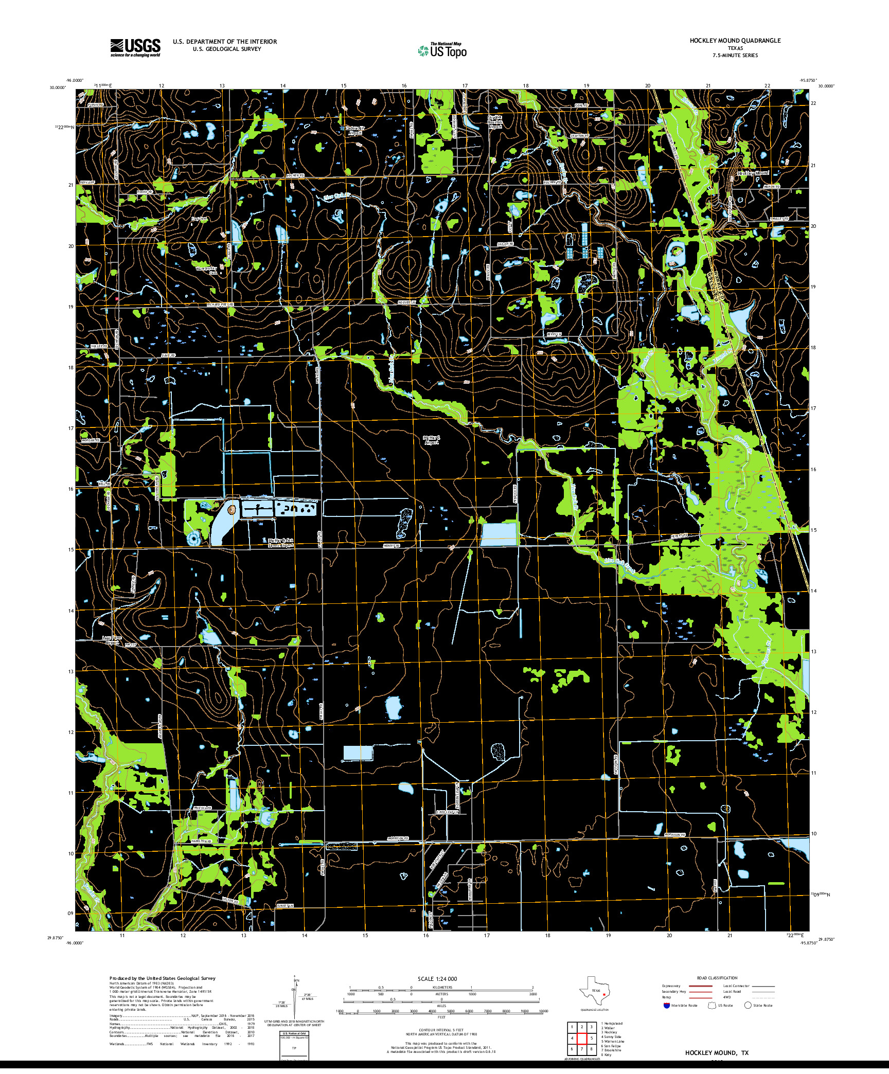 USGS US TOPO 7.5-MINUTE MAP FOR HOCKLEY MOUND, TX 2019