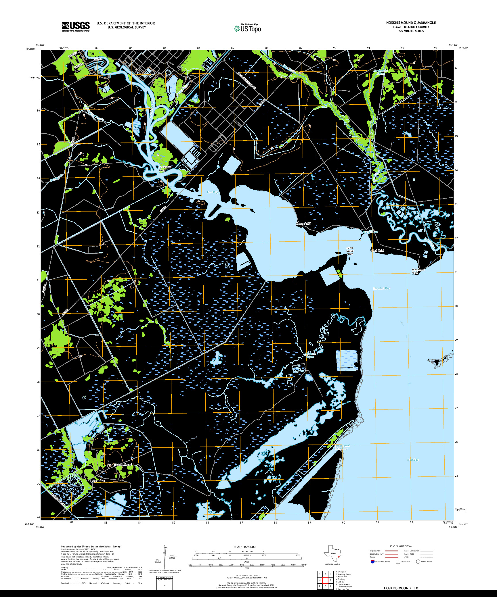 USGS US TOPO 7.5-MINUTE MAP FOR HOSKINS MOUND, TX 2019