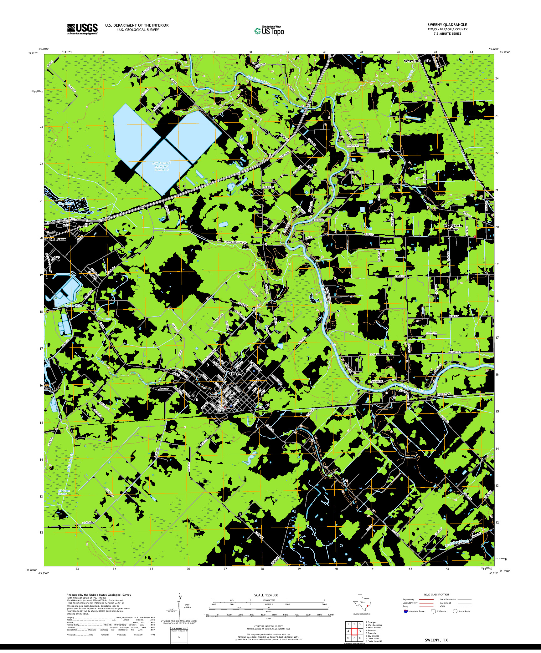 USGS US TOPO 7.5-MINUTE MAP FOR SWEENY, TX 2019