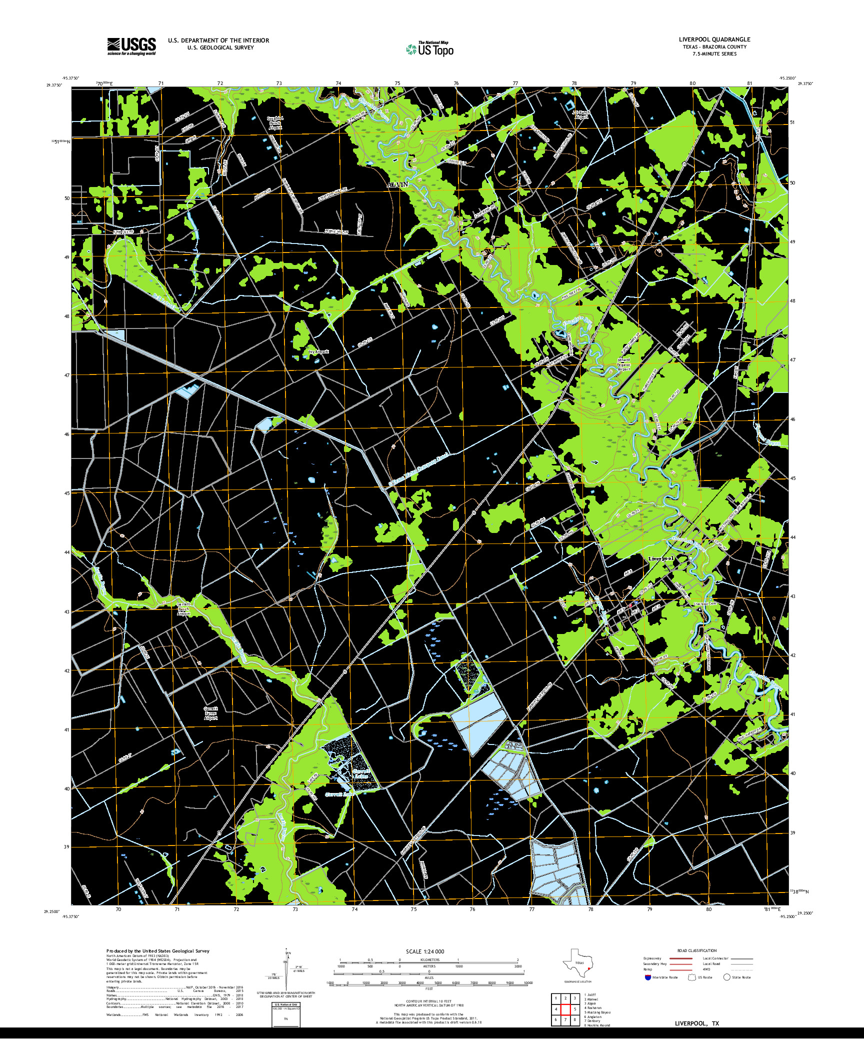 USGS US TOPO 7.5-MINUTE MAP FOR LIVERPOOL, TX 2019