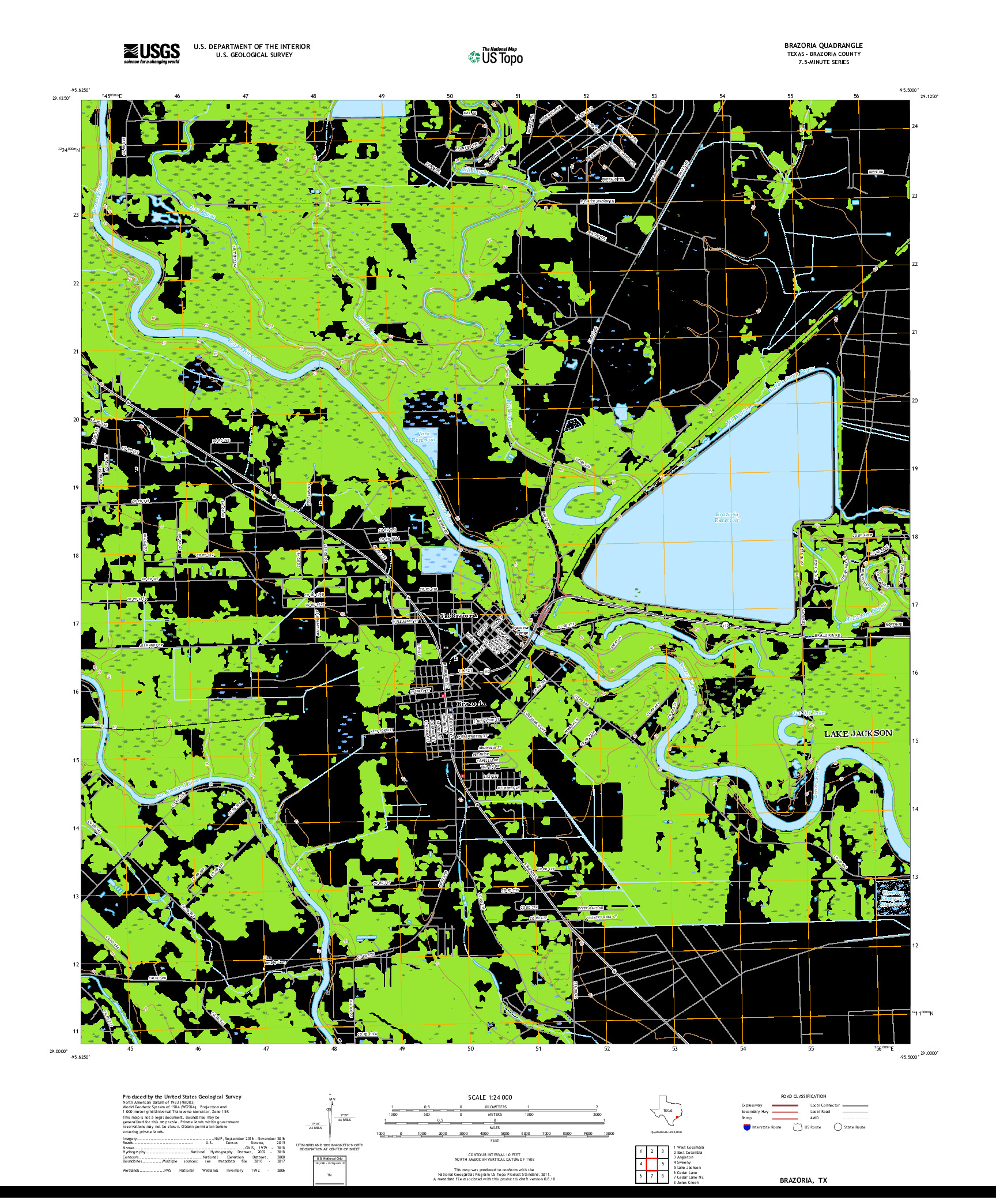 USGS US TOPO 7.5-MINUTE MAP FOR BRAZORIA, TX 2019