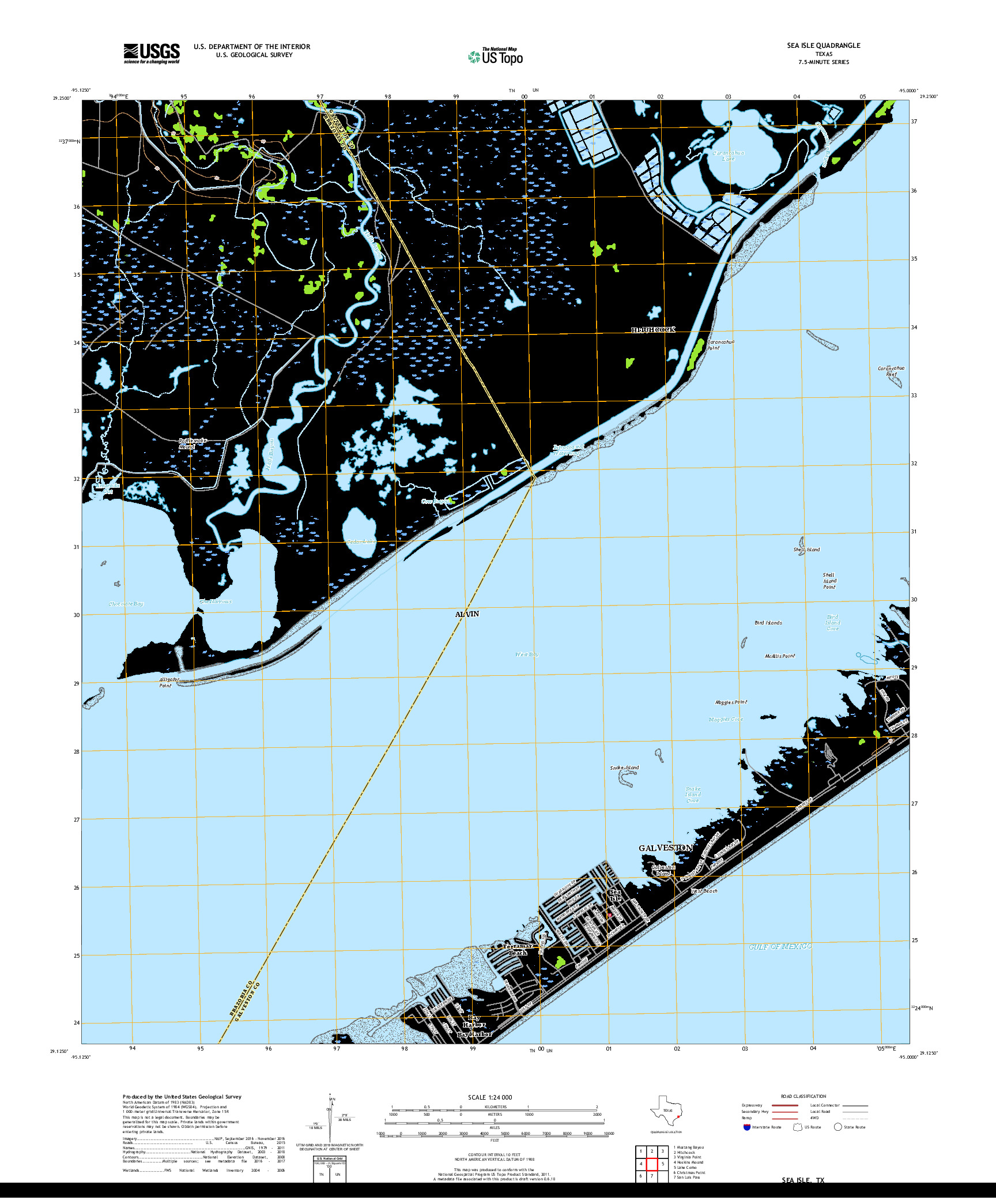 USGS US TOPO 7.5-MINUTE MAP FOR SEA ISLE, TX 2019