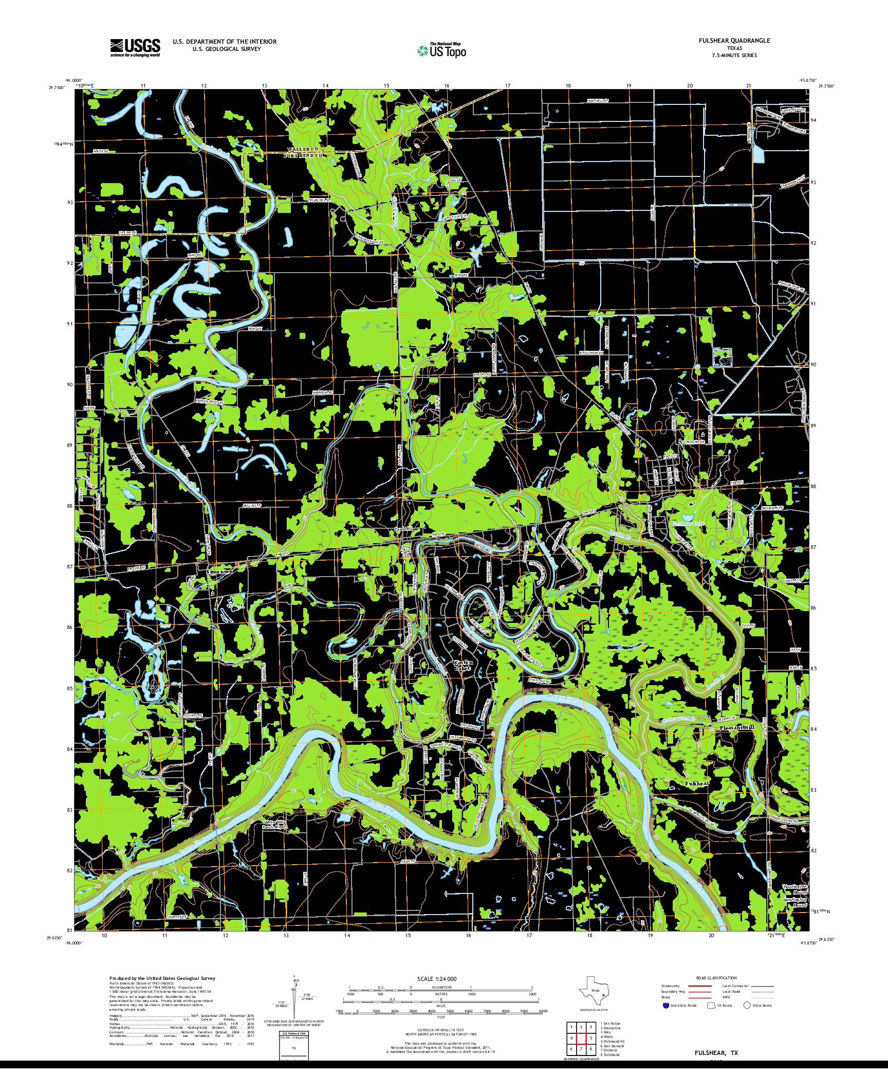 USGS US TOPO 7.5-MINUTE MAP FOR FULSHEAR, TX 2019