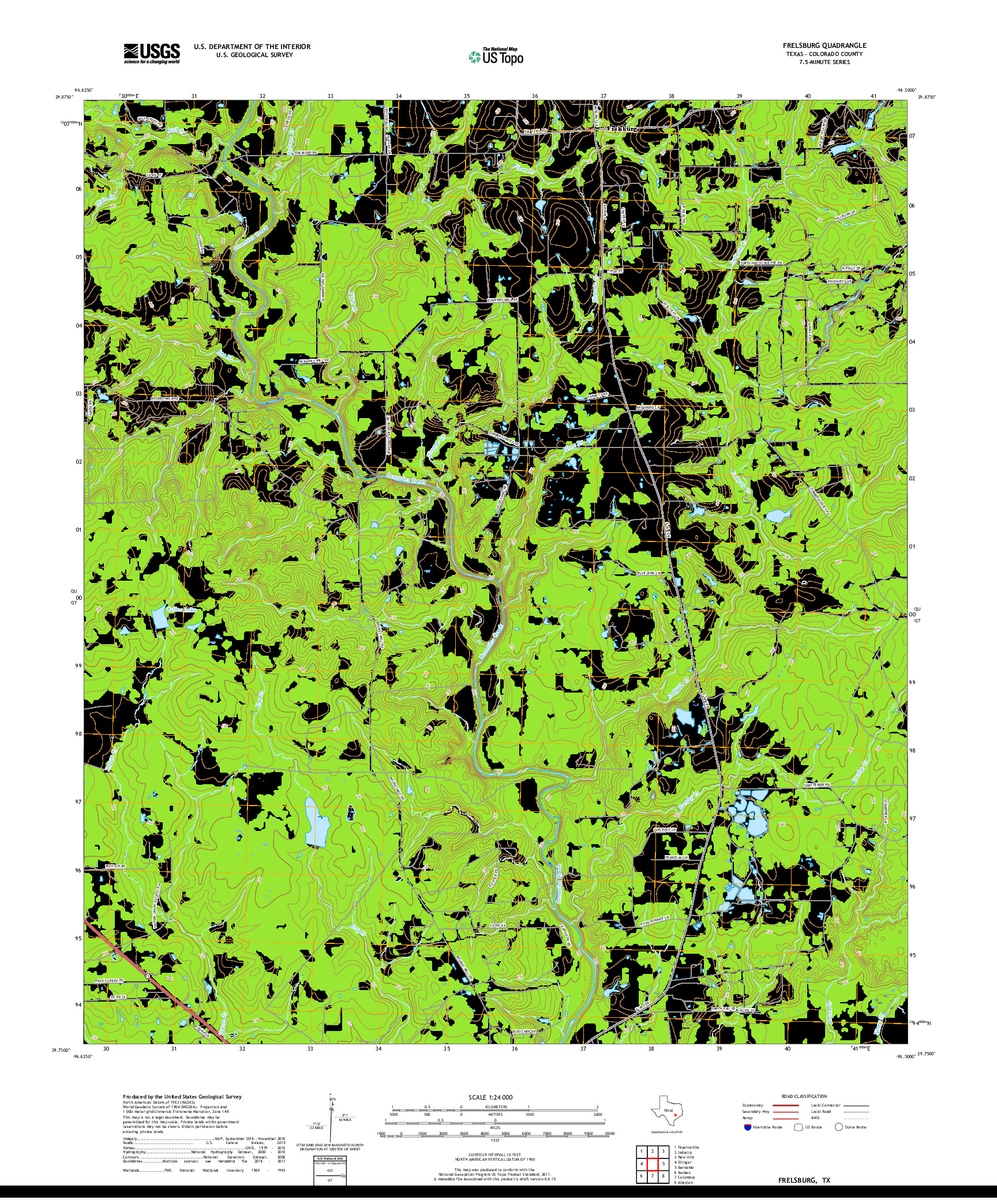USGS US TOPO 7.5-MINUTE MAP FOR FRELSBURG, TX 2019
