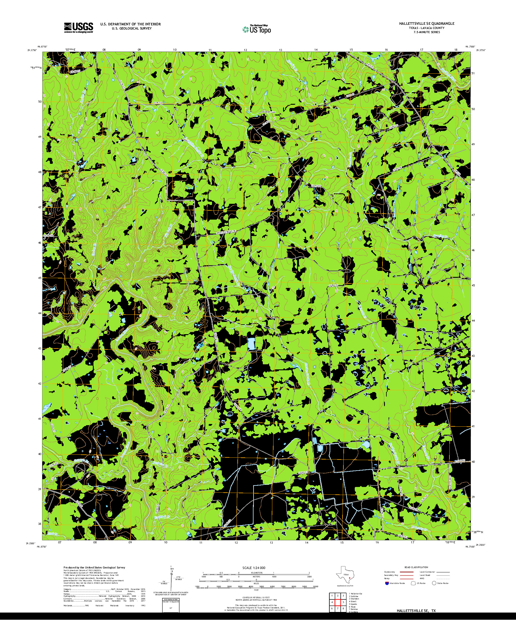 USGS US TOPO 7.5-MINUTE MAP FOR HALLETTSVILLE SE, TX 2019