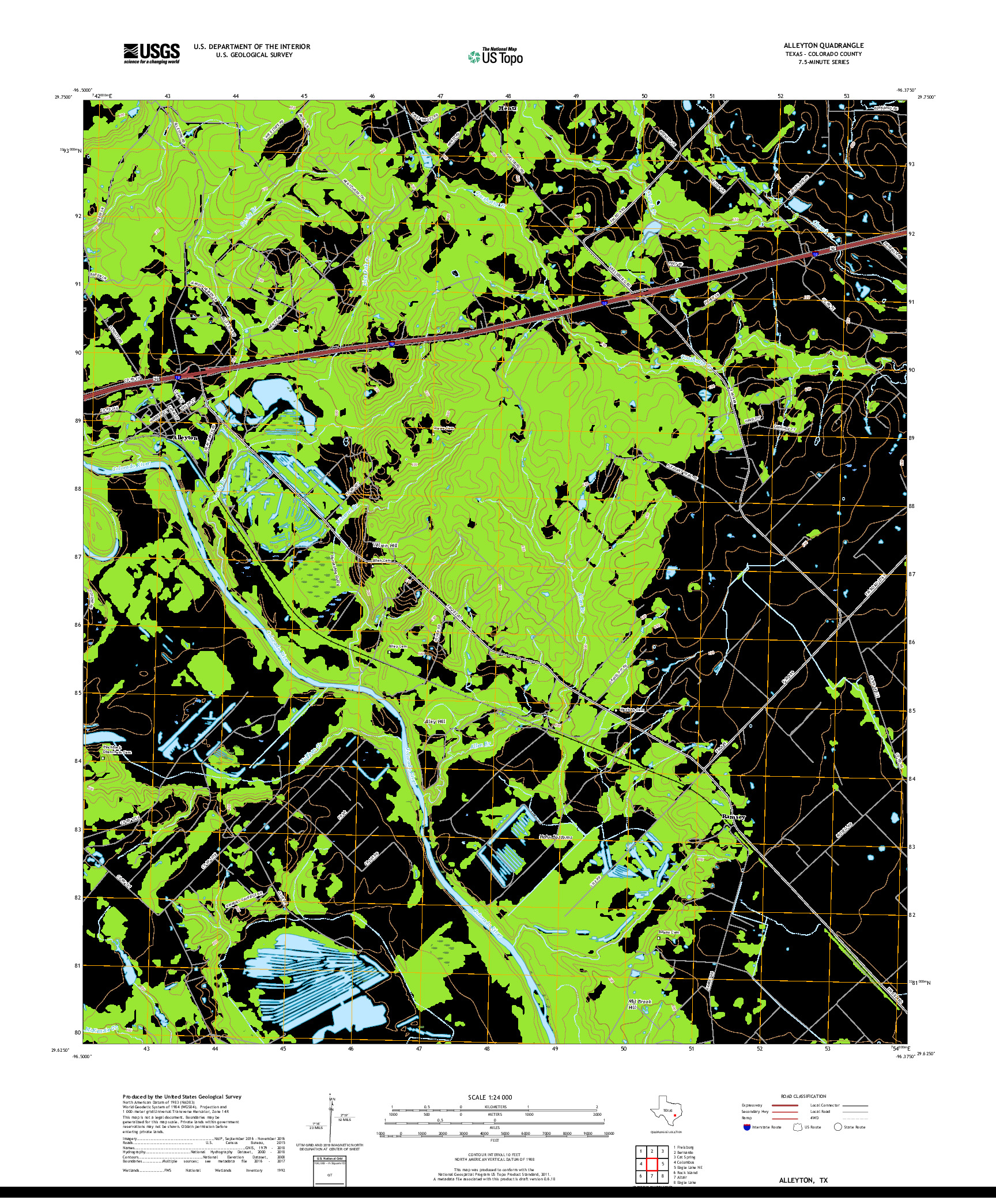 USGS US TOPO 7.5-MINUTE MAP FOR ALLEYTON, TX 2019