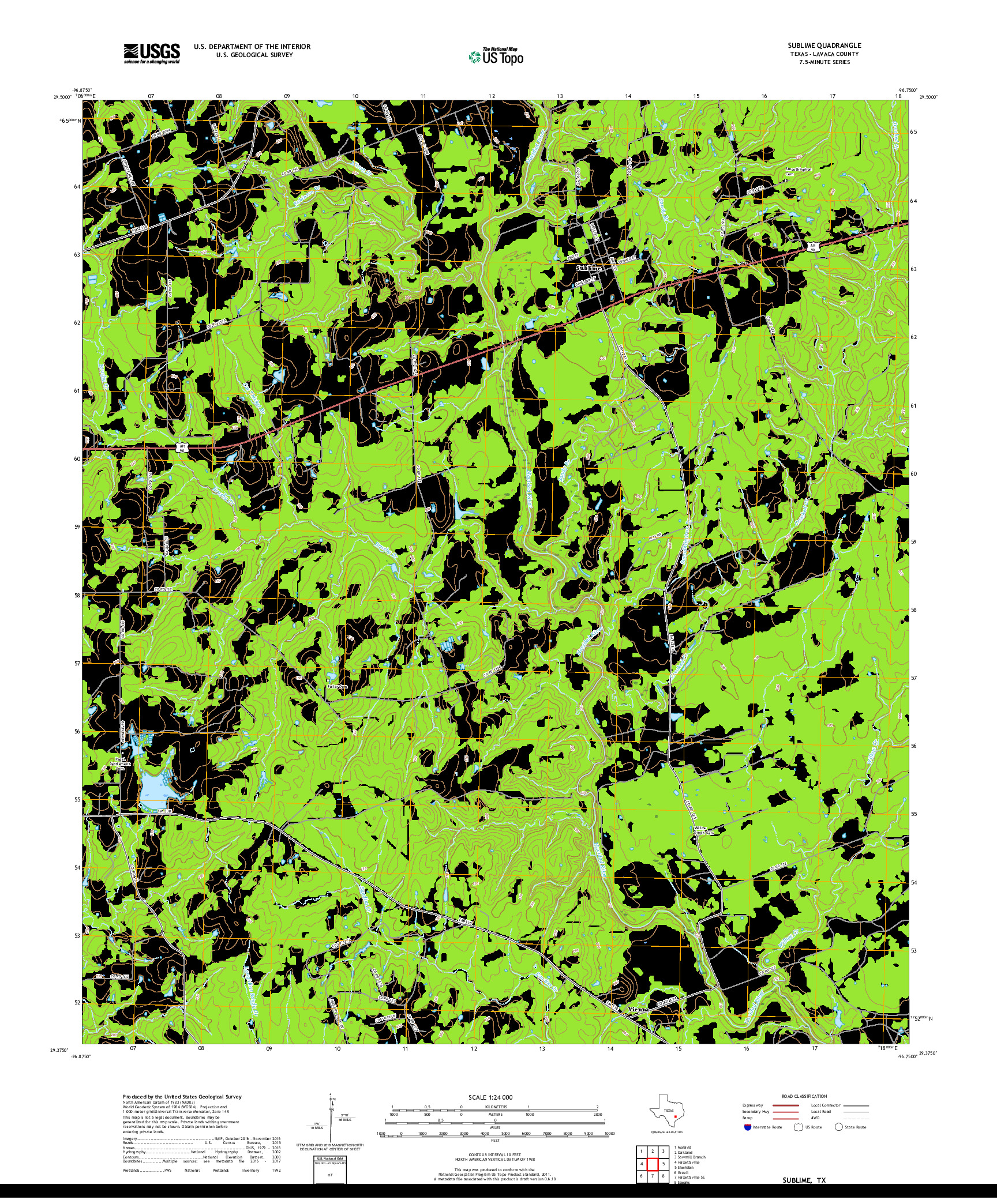 USGS US TOPO 7.5-MINUTE MAP FOR SUBLIME, TX 2019