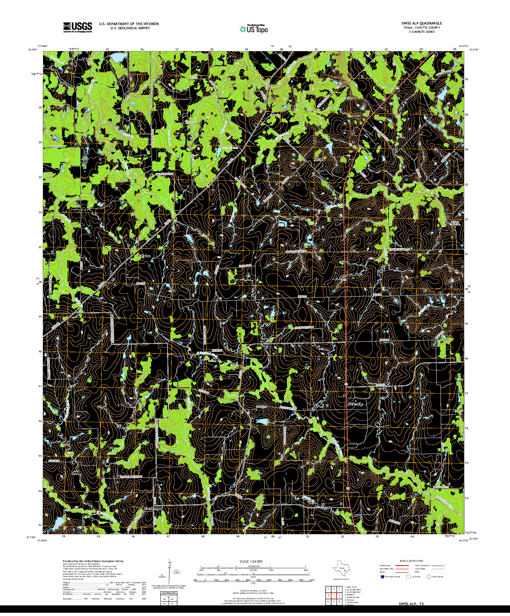 USGS US TOPO 7.5-MINUTE MAP FOR SWISS ALP, TX 2019