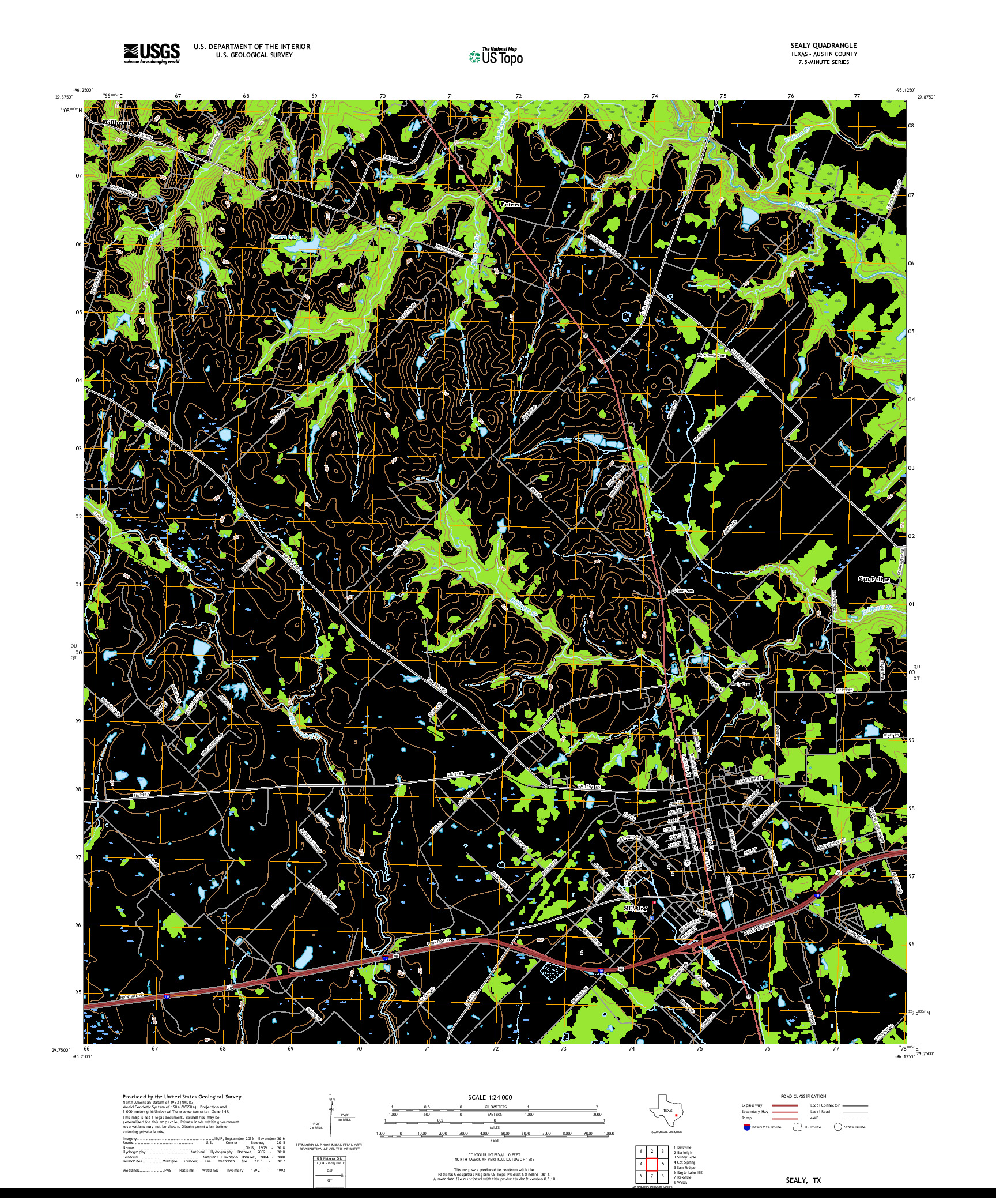 USGS US TOPO 7.5-MINUTE MAP FOR SEALY, TX 2019