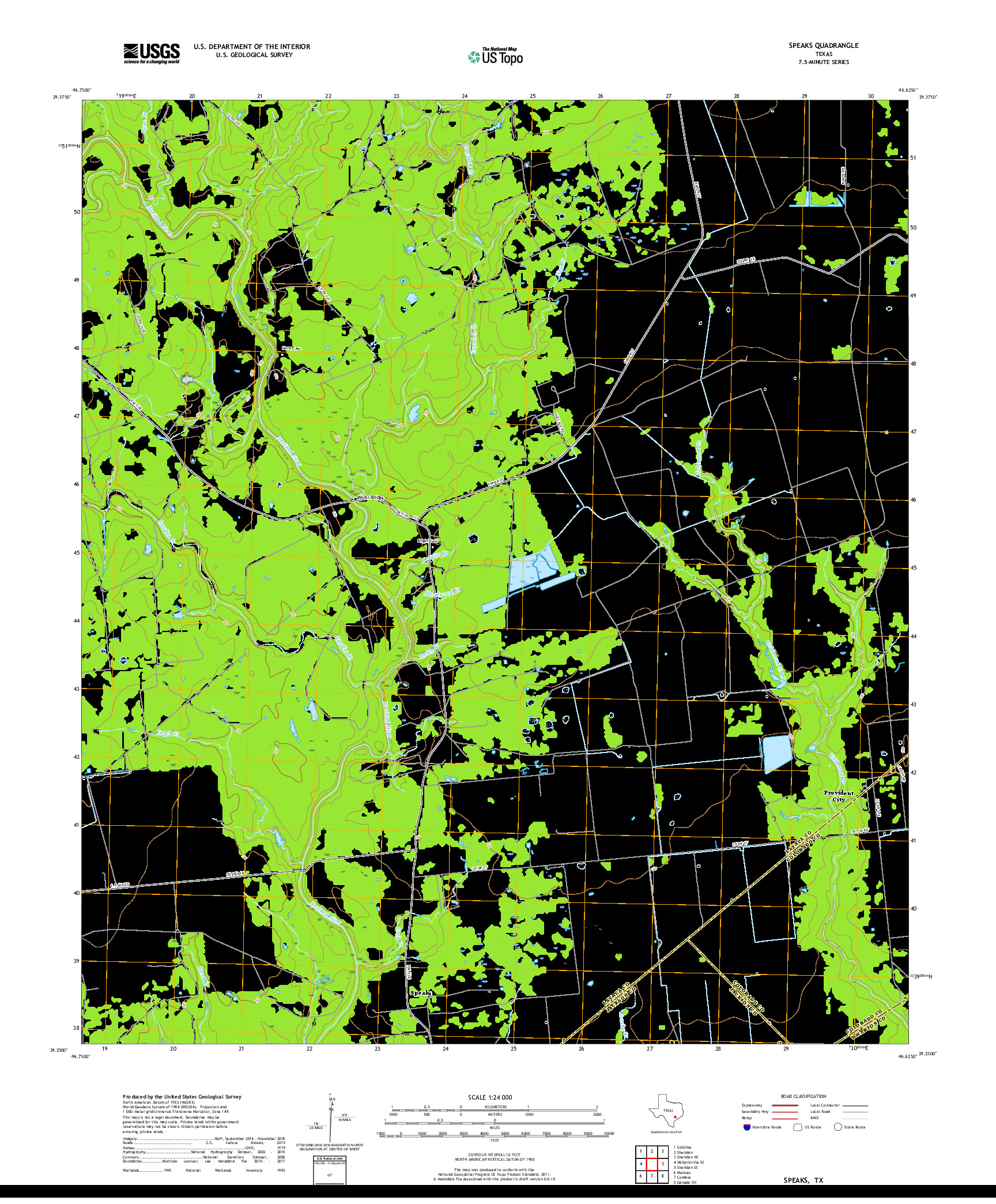 USGS US TOPO 7.5-MINUTE MAP FOR SPEAKS, TX 2019
