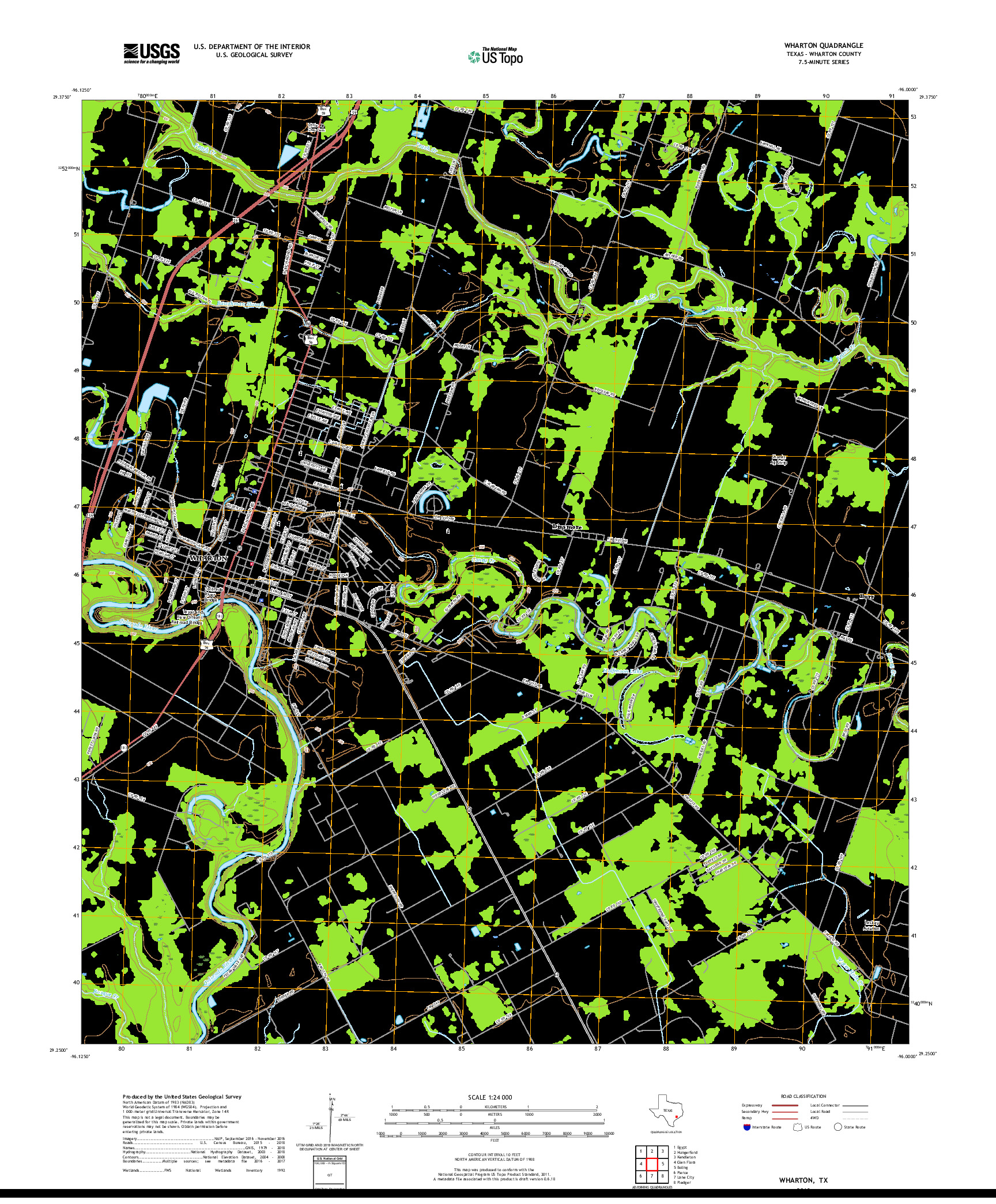 USGS US TOPO 7.5-MINUTE MAP FOR WHARTON, TX 2019