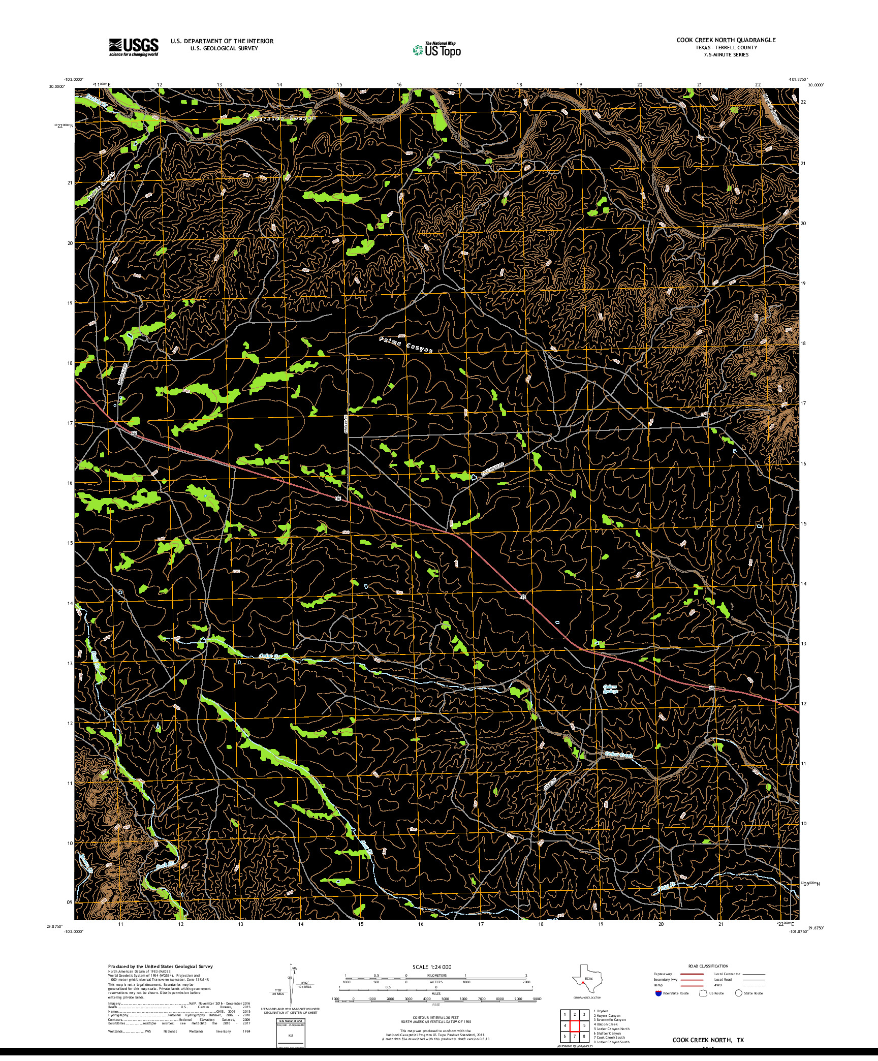 USGS US TOPO 7.5-MINUTE MAP FOR COOK CREEK NORTH, TX 2019